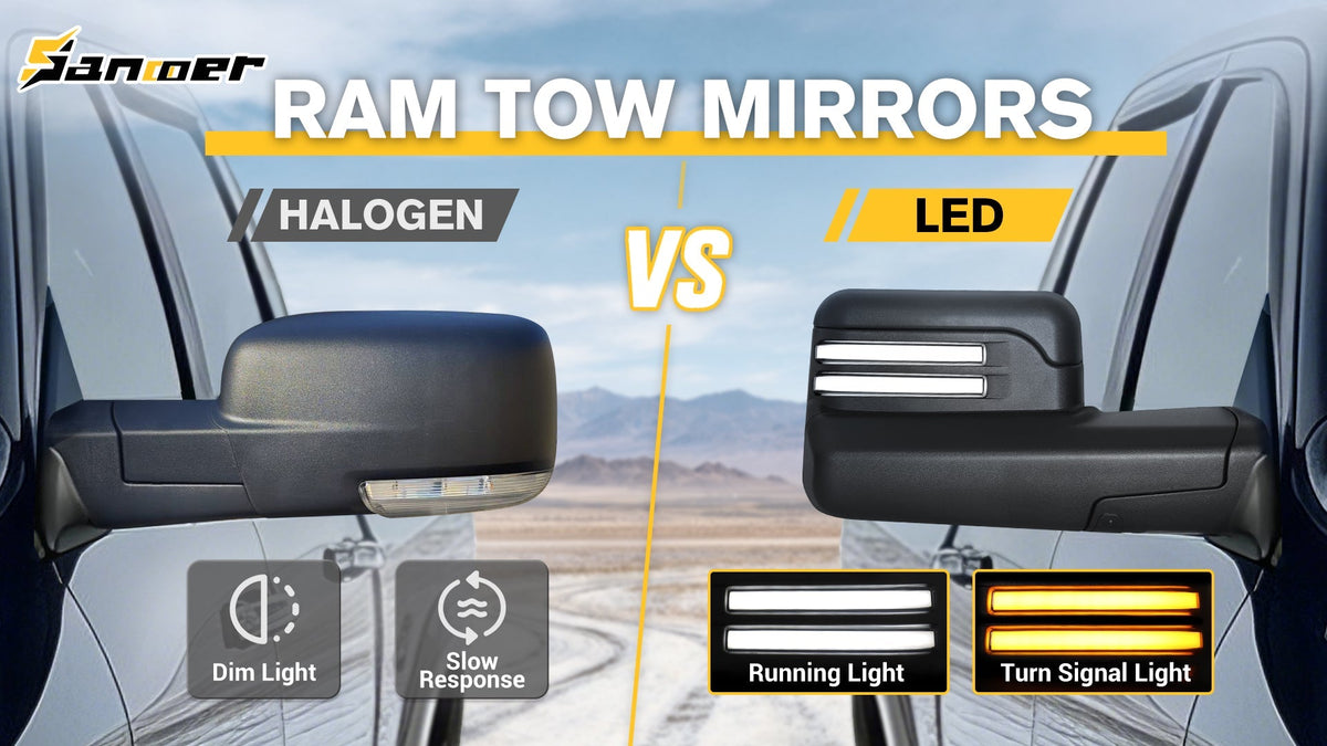 Dodge Ram Towing Mirrors: Halogen vs. LED Upgrade & Buying Guide