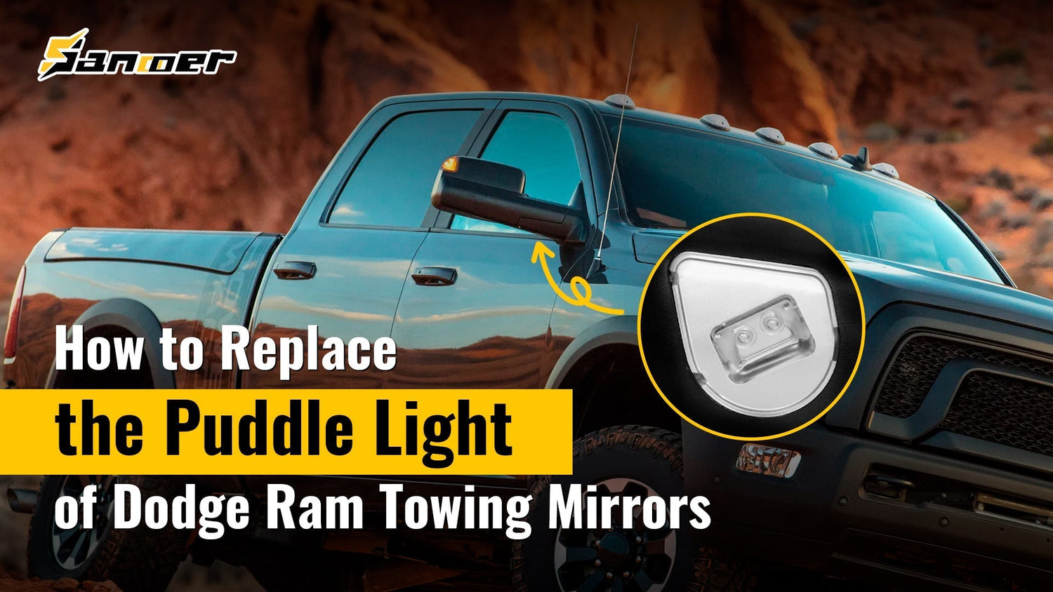 How to replace the Puddle Light of Dodge Ram Towing Mirrors | Sanooer Autoparts