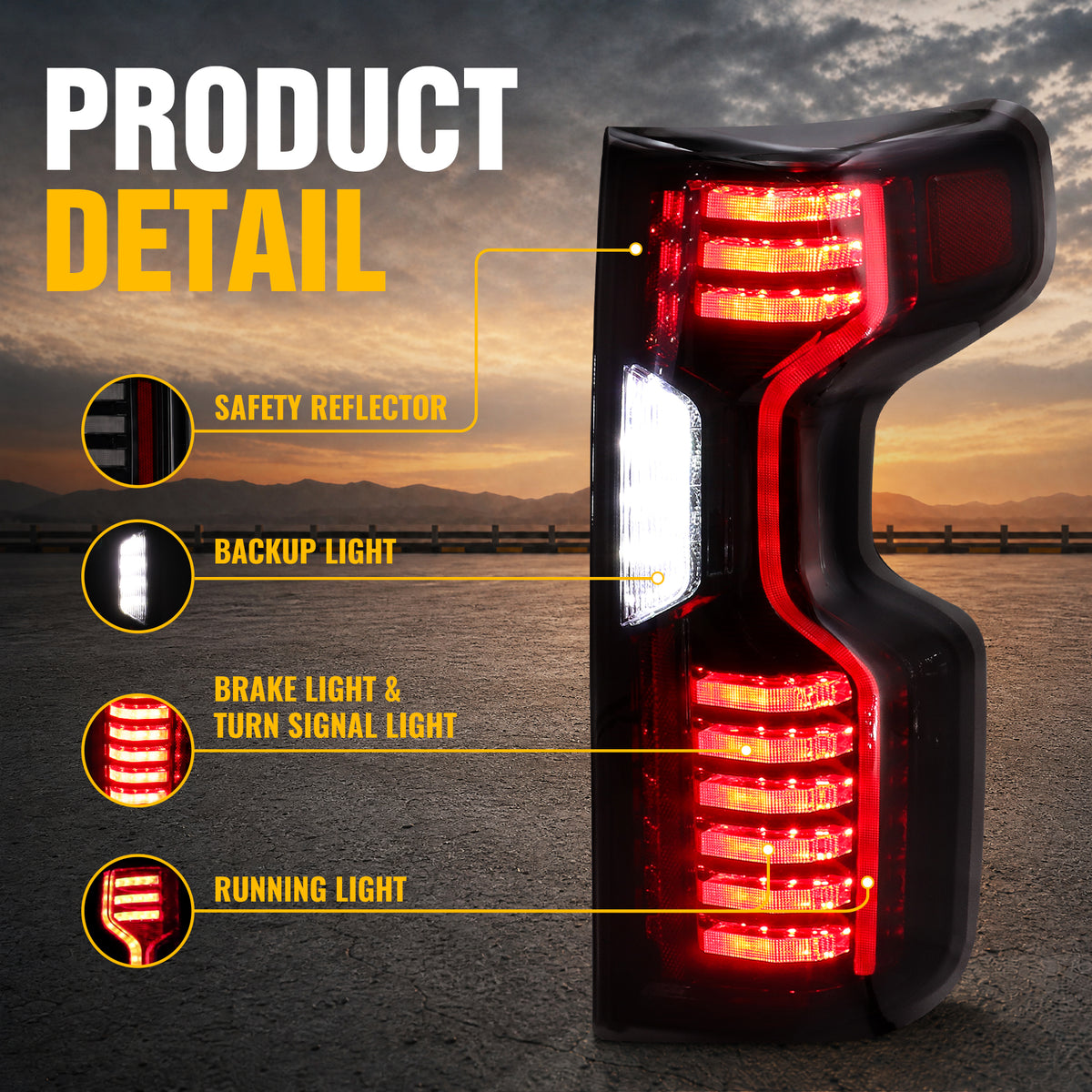 Sanooer 2019-2025 Silverado 1500 2500HD 3500HD Tail Light