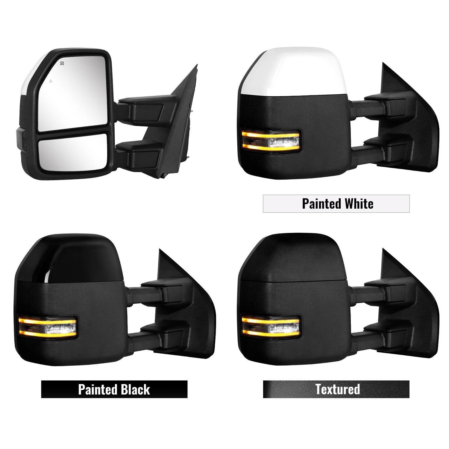 Sanooer 2021-2026 Ford F150 F250 F350 F450 Towing Mirrors - Smoke Lens (Pre-sale)