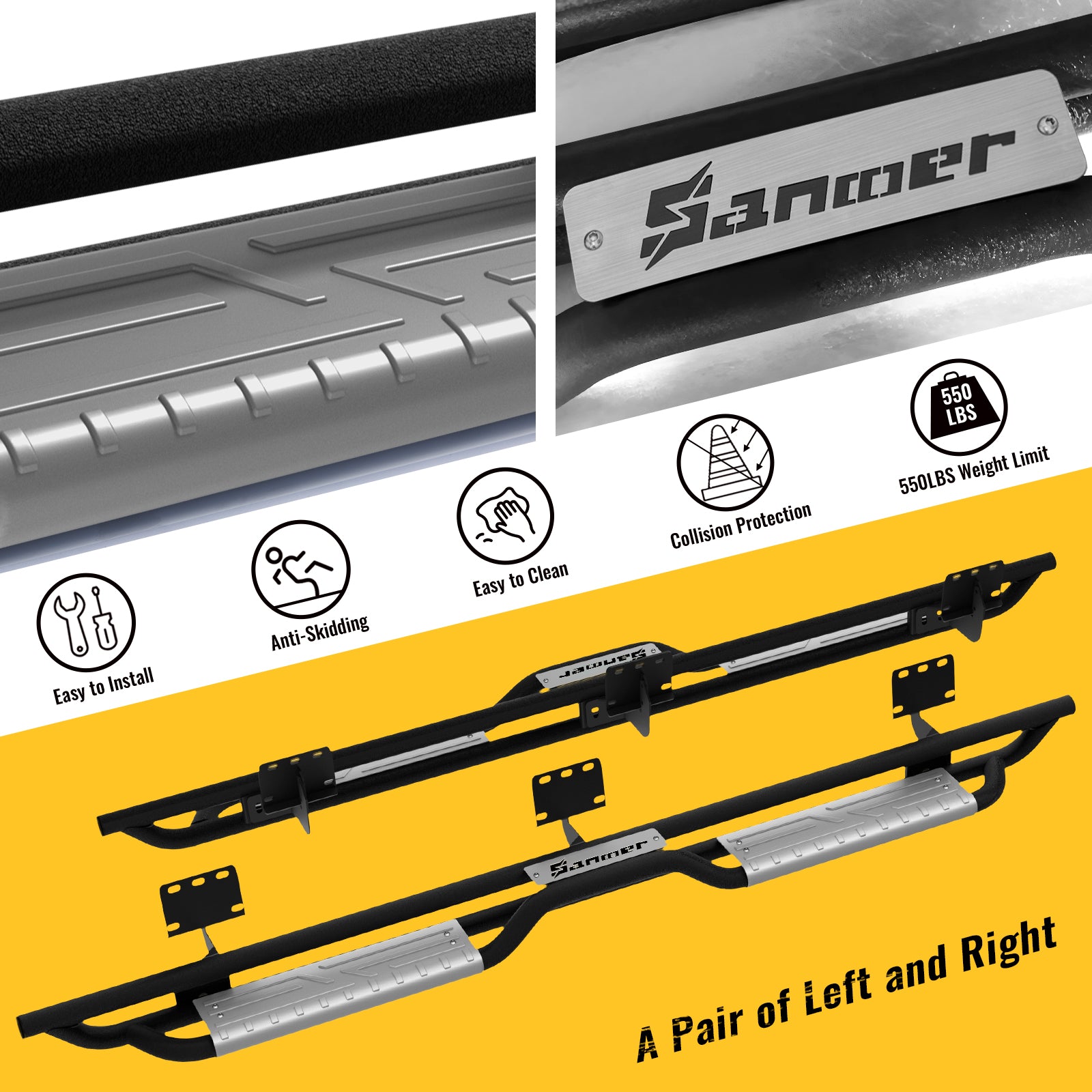 Sanooer 2019-2026 RAM 1500 Crew Cab Running Boards-New Gen