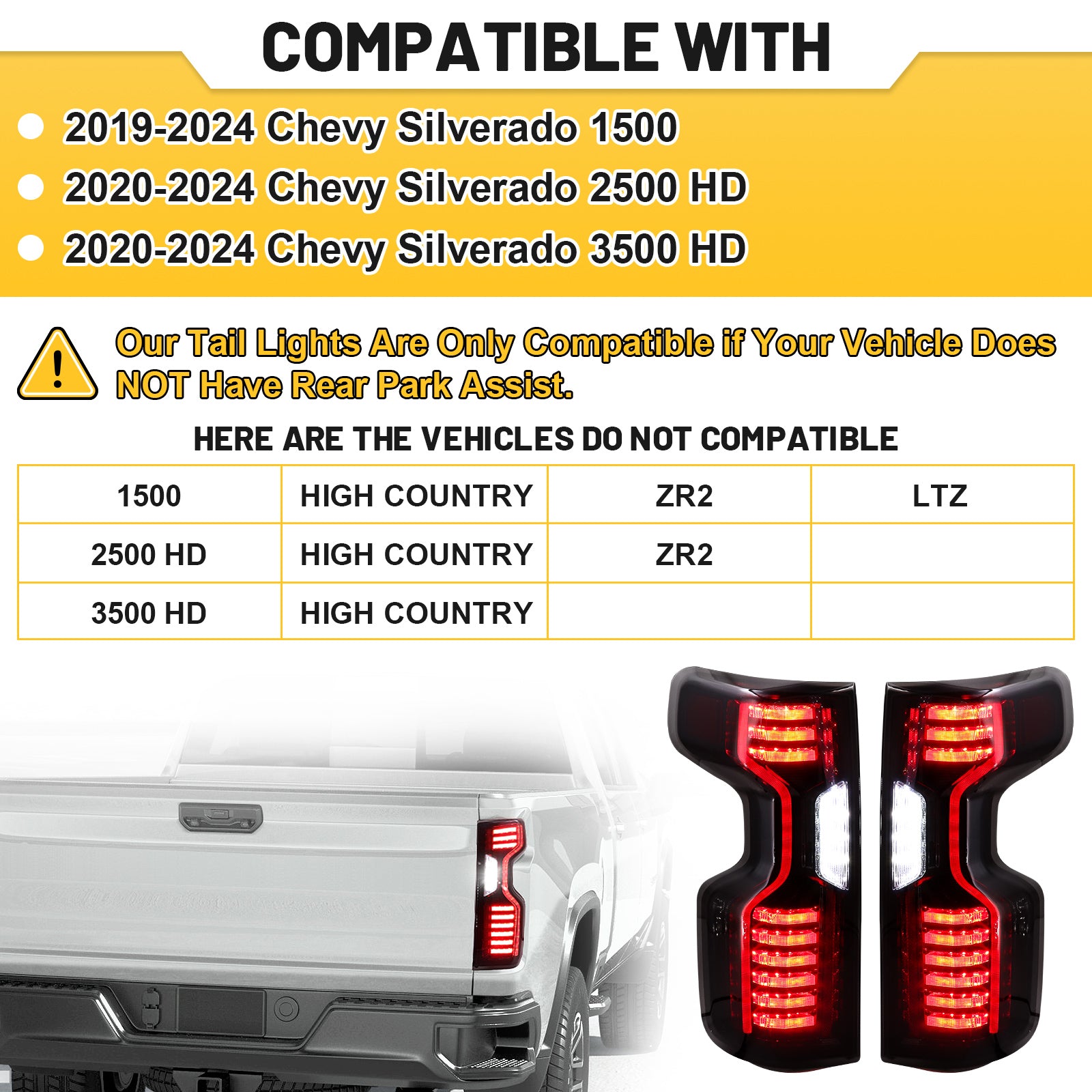 Sanooer 2019-2023 Silverado 1500 2500HD 3500HD Tail Light