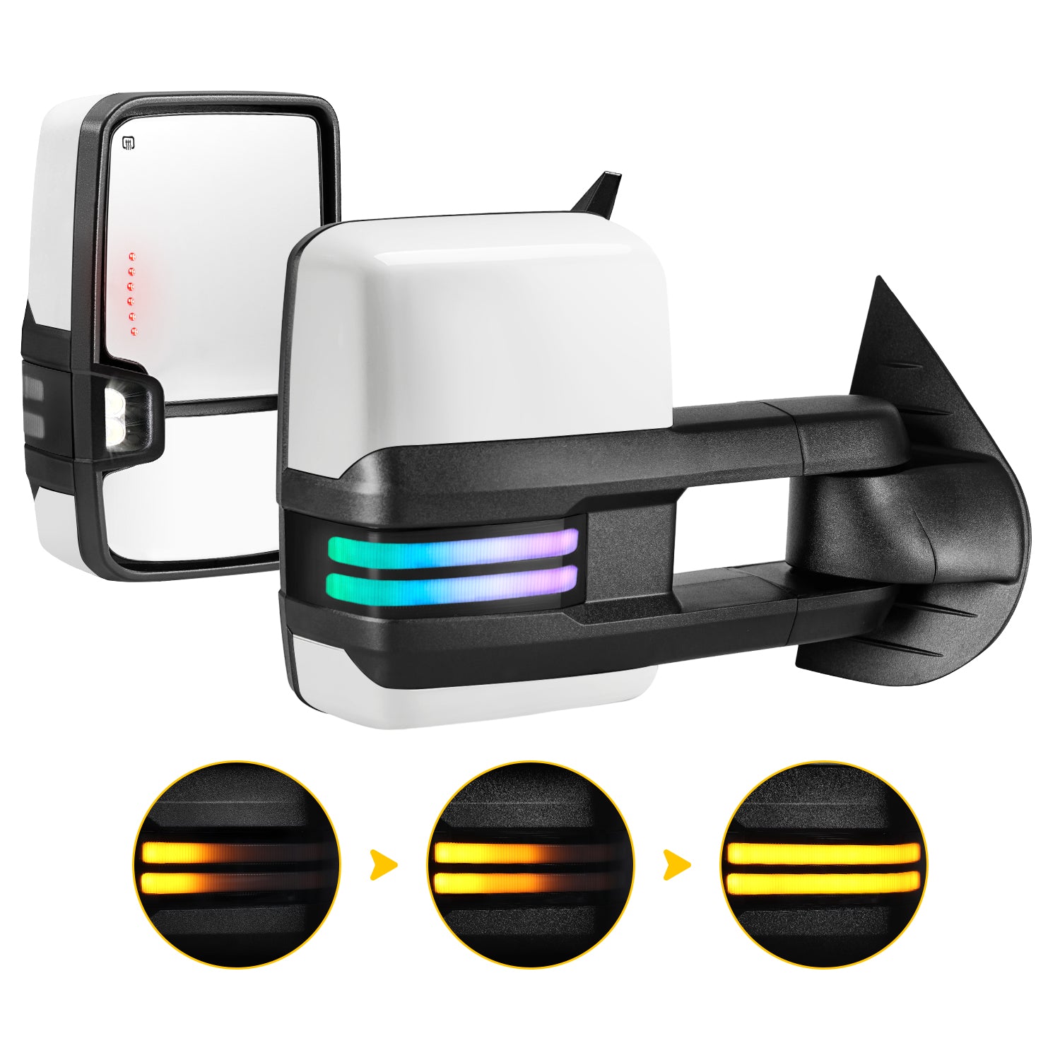 Sanooer Extendable Telescopic Towing Mirrors for 2007-2014 Chevy Silverado GMC Sierra Multifunction Pair Set