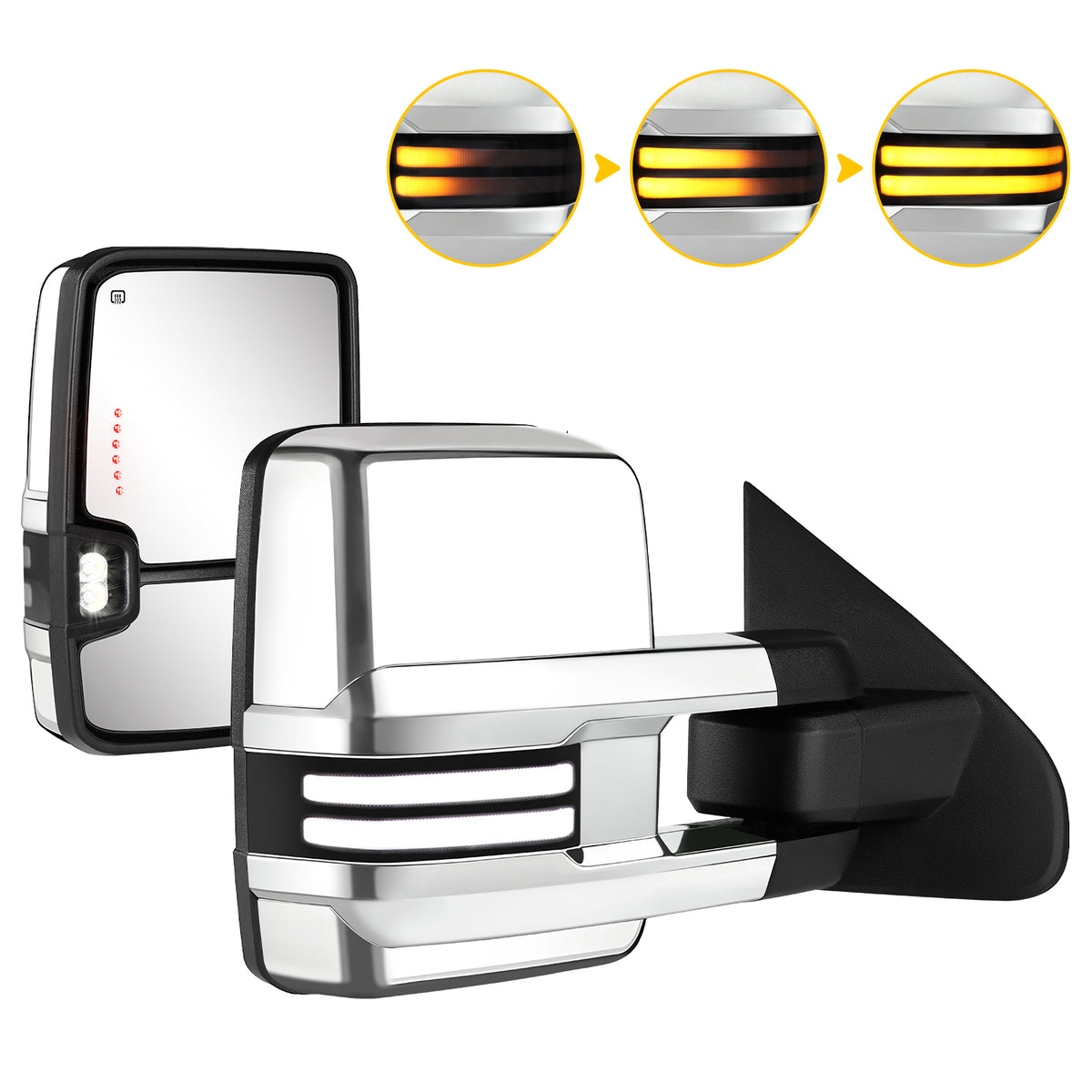 Sanooer Switchback Towing Mirrors for 2014-2019 Chevy Silverado GMC Sierra - All Painted Style