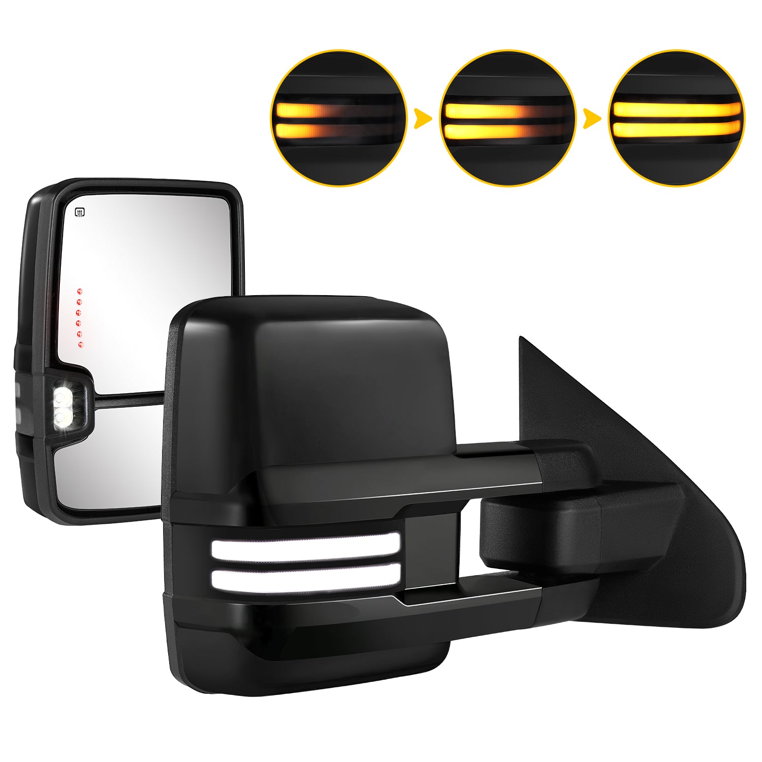 Sanooer Switchback Towing Mirrors for 2014-2019 Chevy Silverado GMC Sierra - All Painted Style