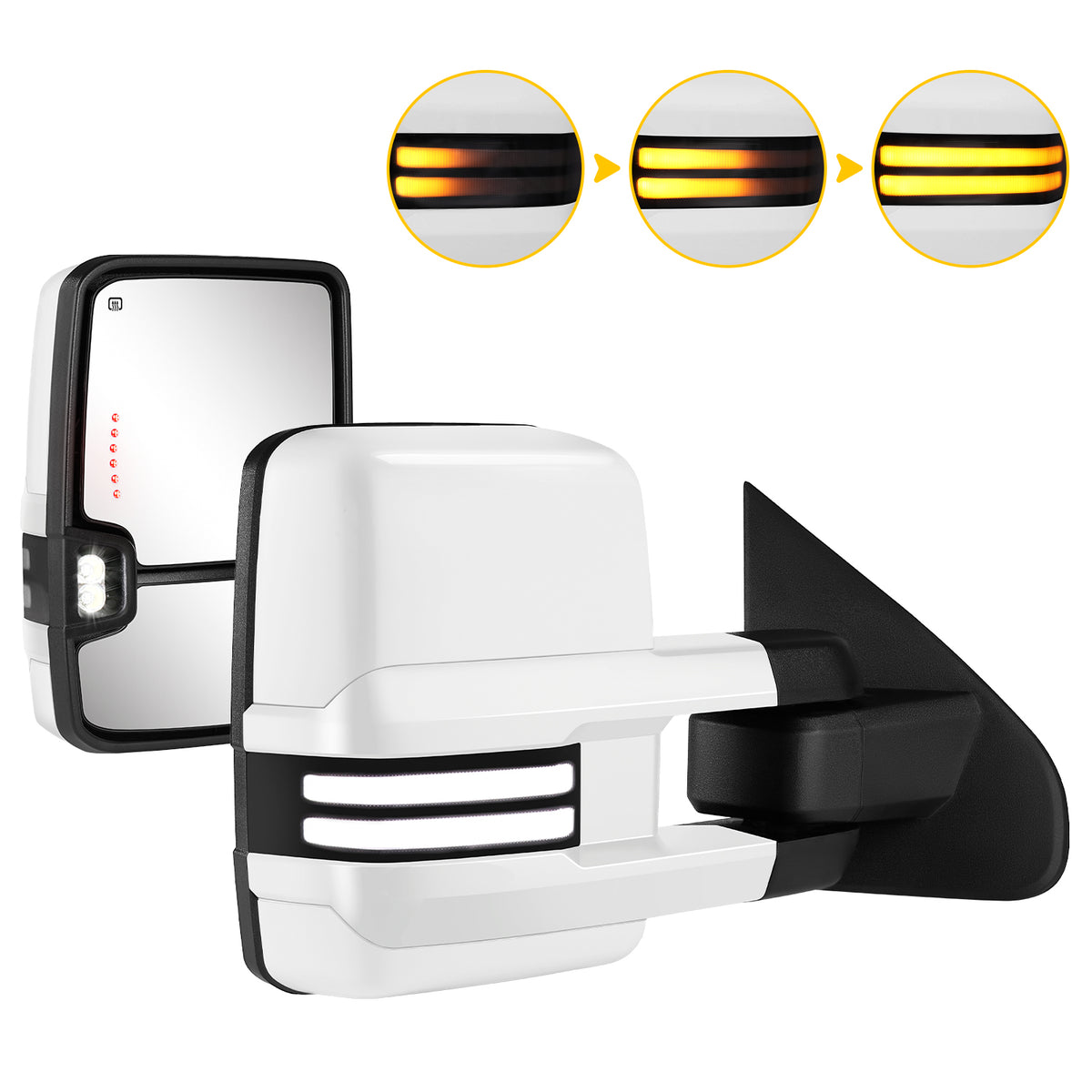 Sanooer Switchback Towing Mirrors for 2014-2019 Chevy Silverado GMC Sierra - All Painted Style
