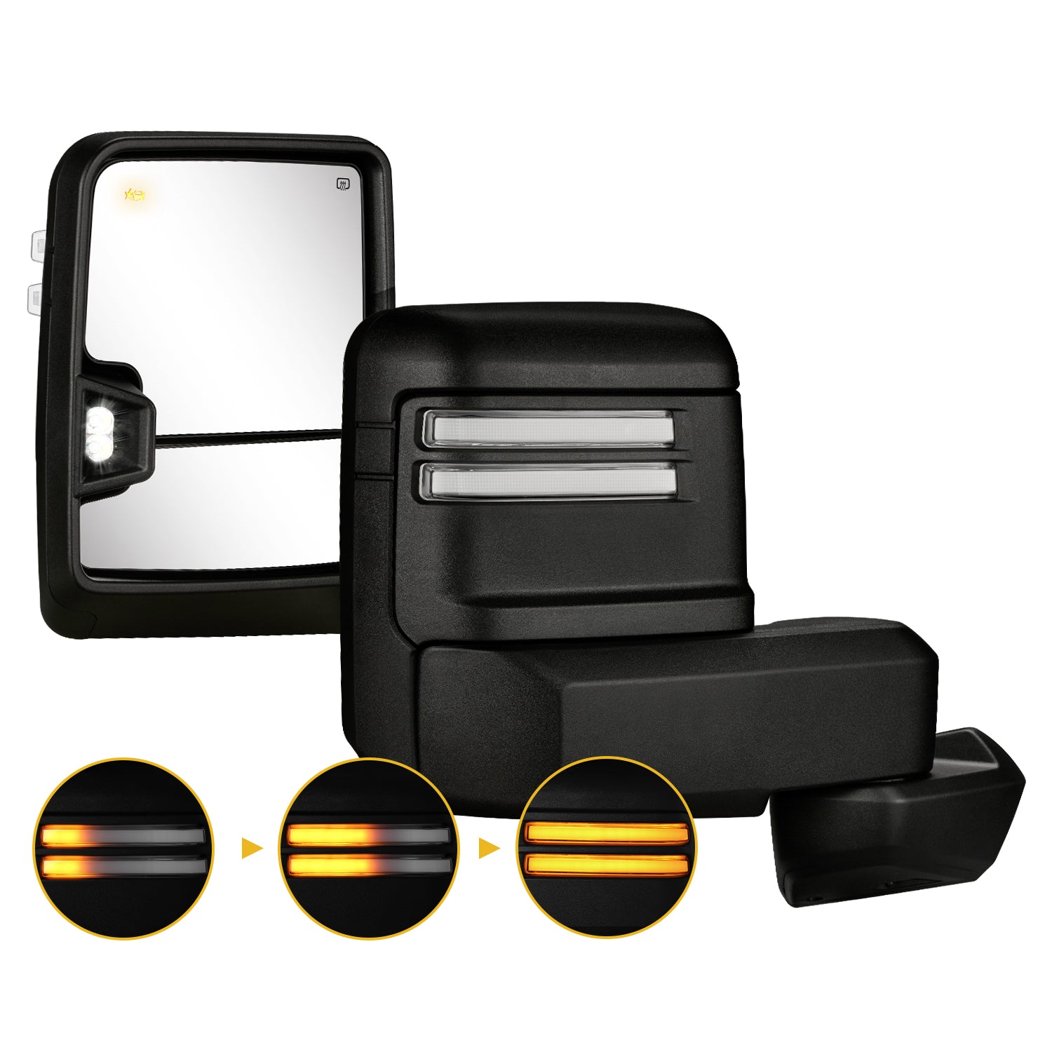 Sanooer Extendable Telescopic Towing Mirror for 2019-2024 Chevy Silverado 1500 Multifunctional Pair Set