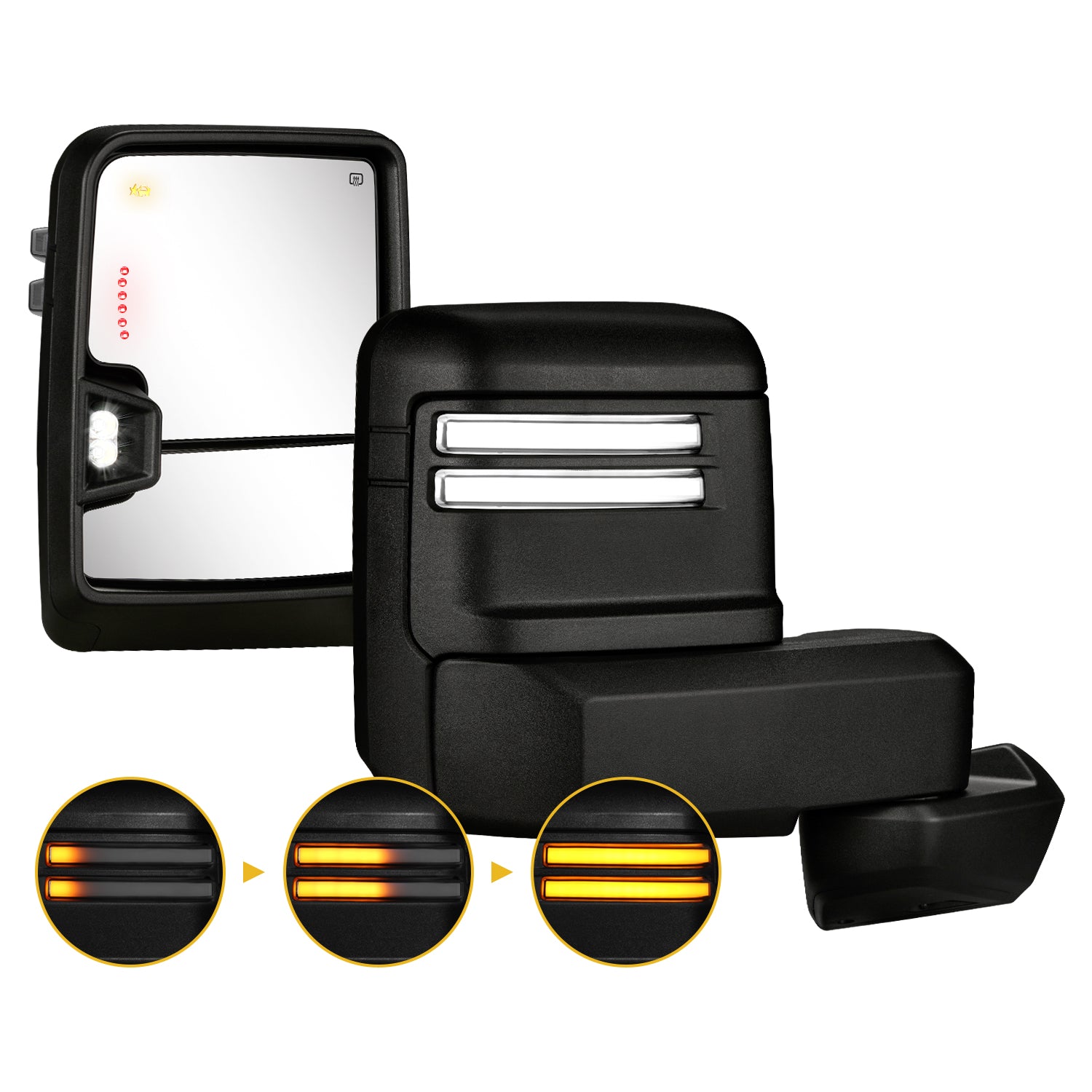 Sanooer Extendable Telescopic Towing Mirror for 2019-2024 Chevy Silverado 1500 Multifunctional Pair Set