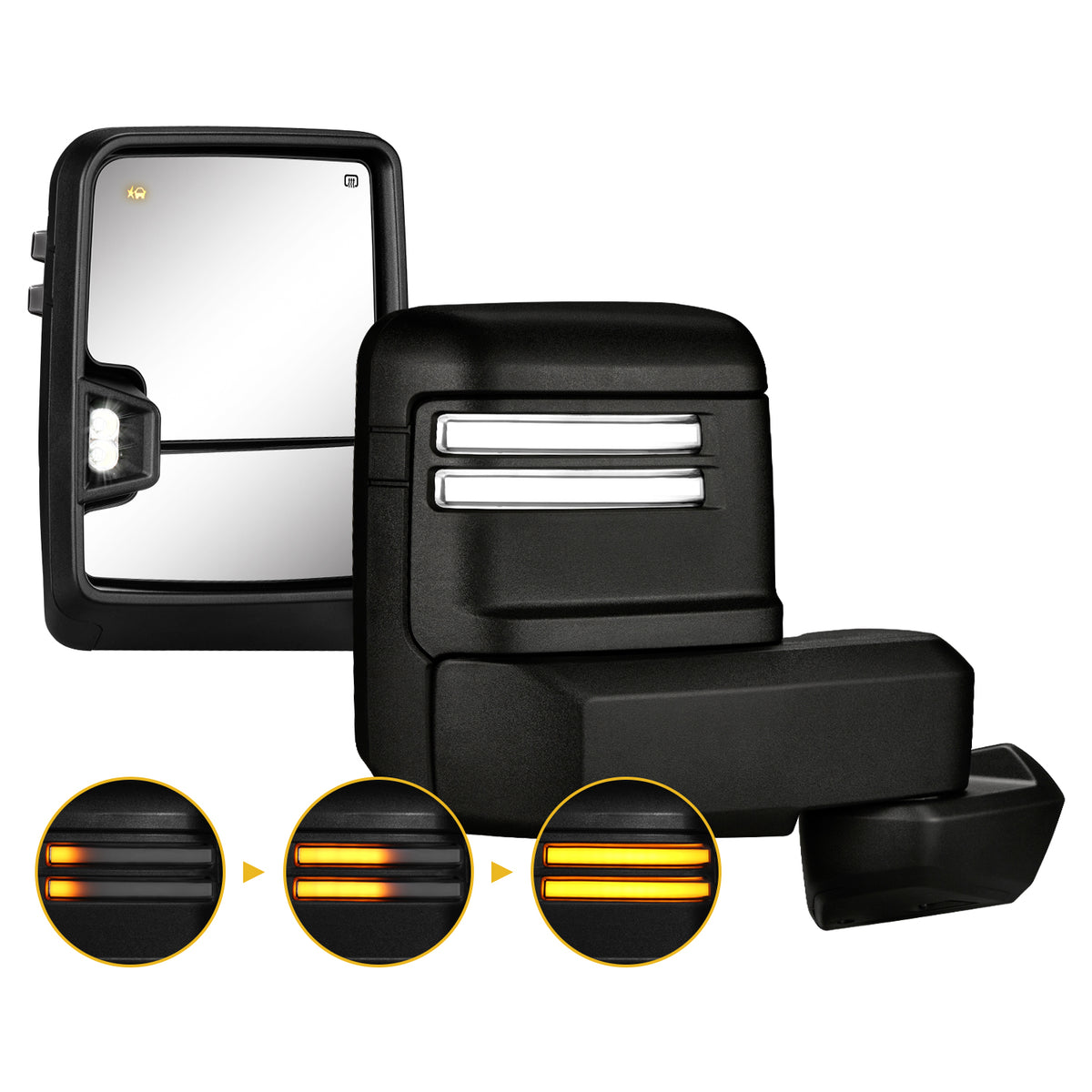 Sanooer Tow Mirror for 2019-2026 Chevy Silverado 1500 - Extendable Telescopic Multifunctional Pair Set