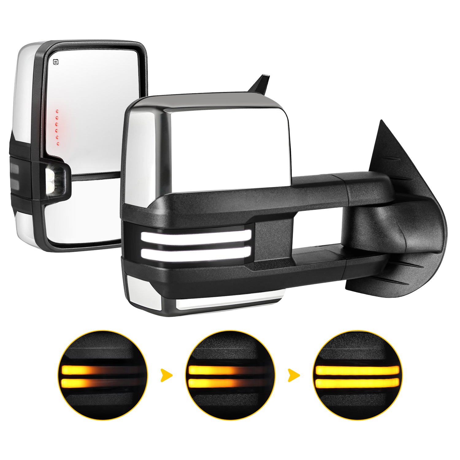 Sanooer 2007-2013 Silverado Sierra 1500 2500/3500 HD Towing Mirrors-Chrome & Switchback