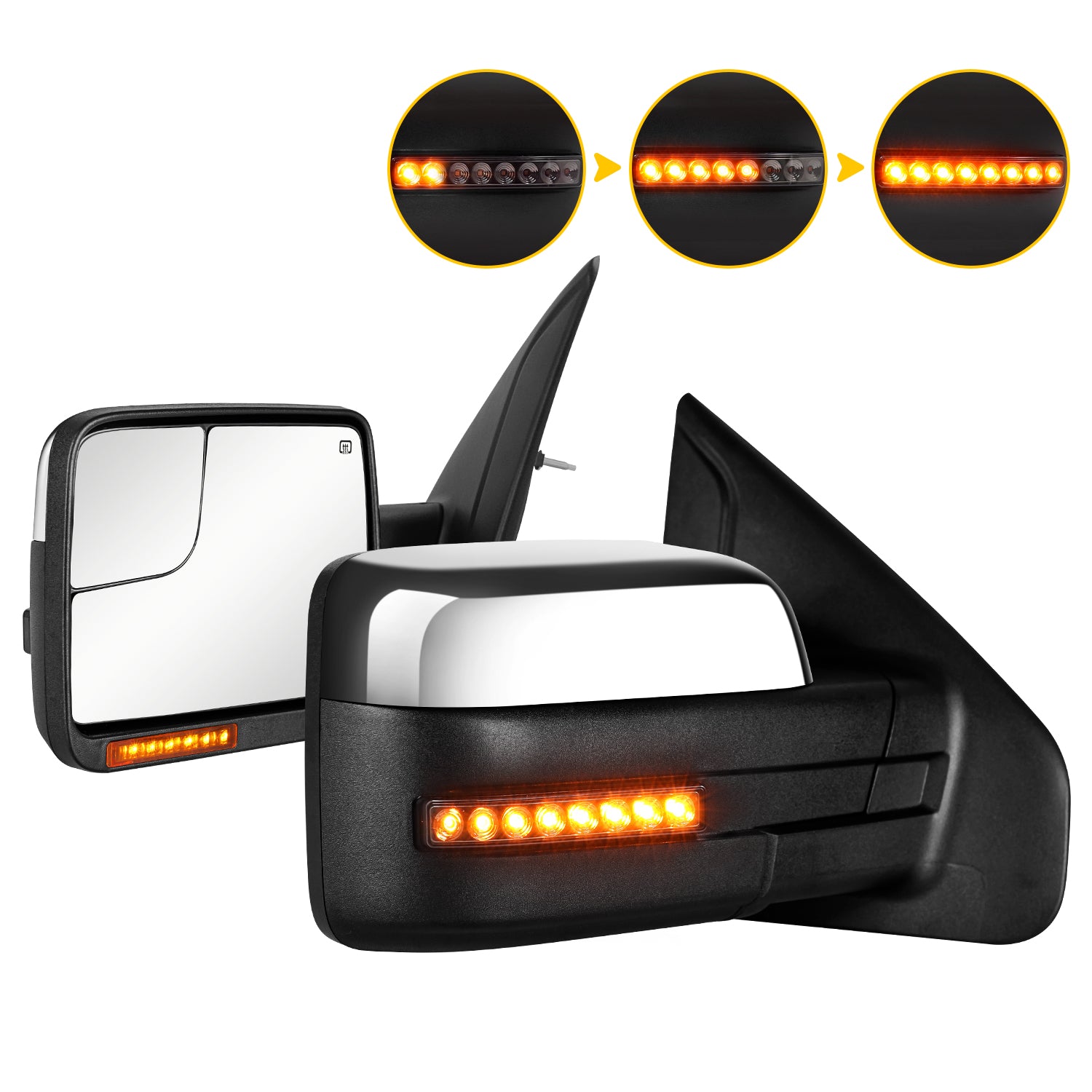 Sanooer Towing Mirrors for 2004-2014 Ford F150 - Power Heated with LED Signals