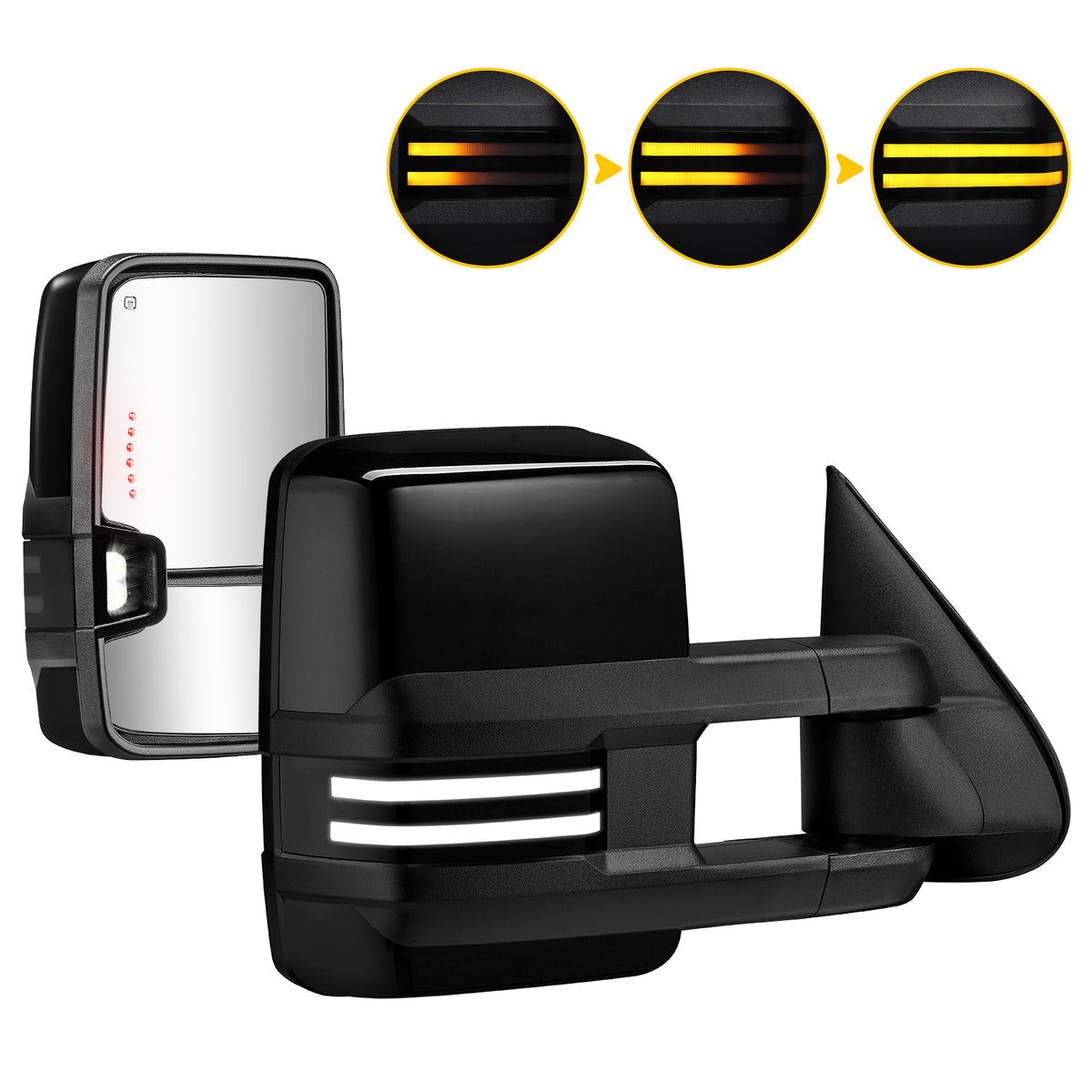 Sanooer Towing Mirrors for 2003-2007 Chevy Silverado GMC Sierra - Painted Backlight