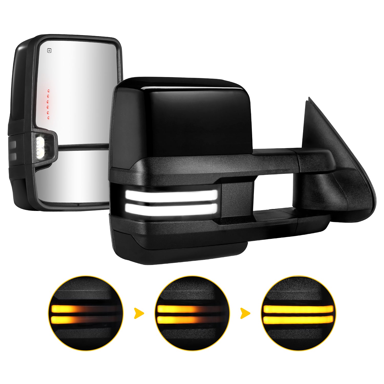 Sanooer Custom Extendable Telescopic Towing Mirror for 2003-2007 Classic Chevy Silverado GMC Sierra Yukon Cadillac Escalade etc.
