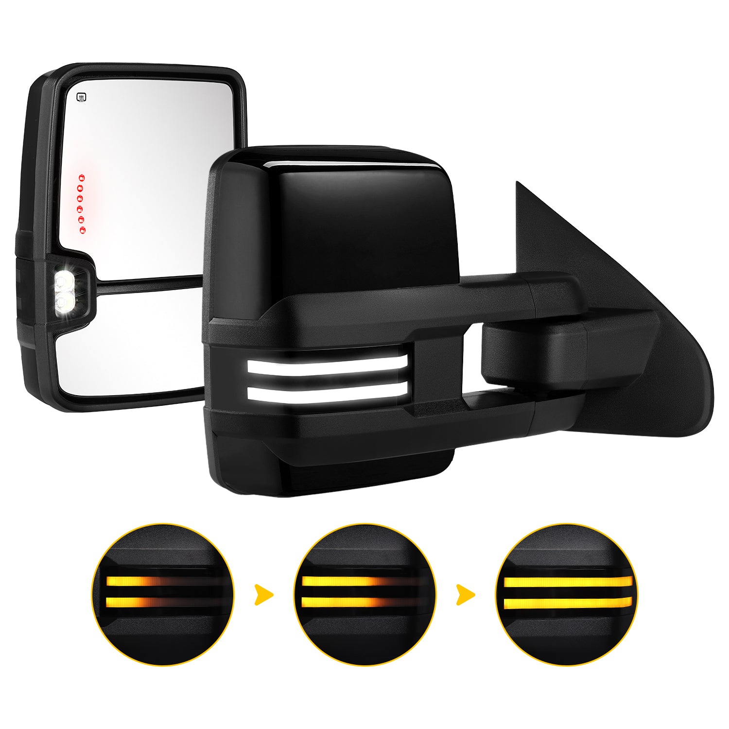 Sanooer Design Custom Extendable Telescopic Towing Mirror for 2014 - 2019 CHEVY Silverado GMC Sierra etc.