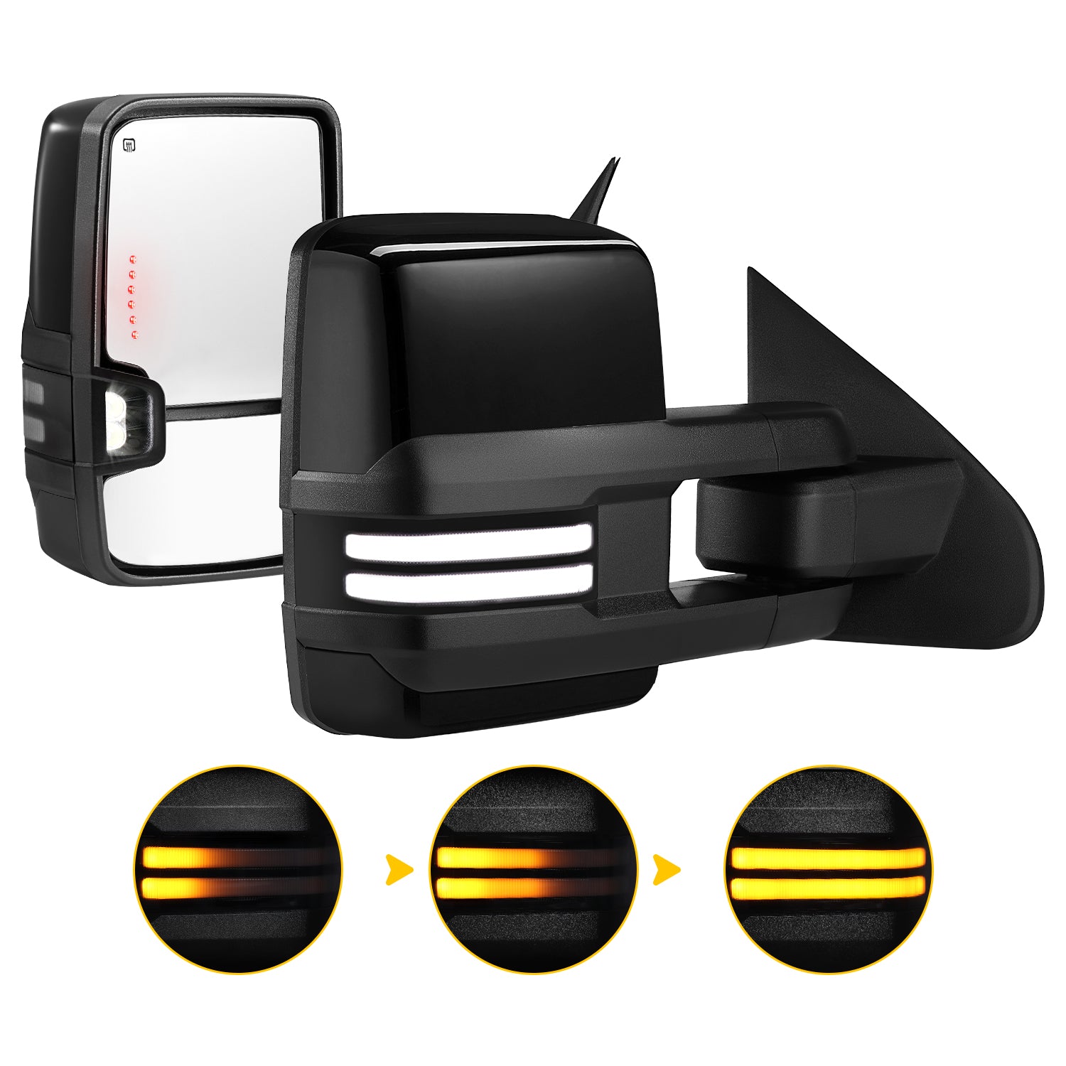 Sanooer 2014-2019 Chevy Silverado GMC Sierra Towing Mirrors-Extendable Telescopic