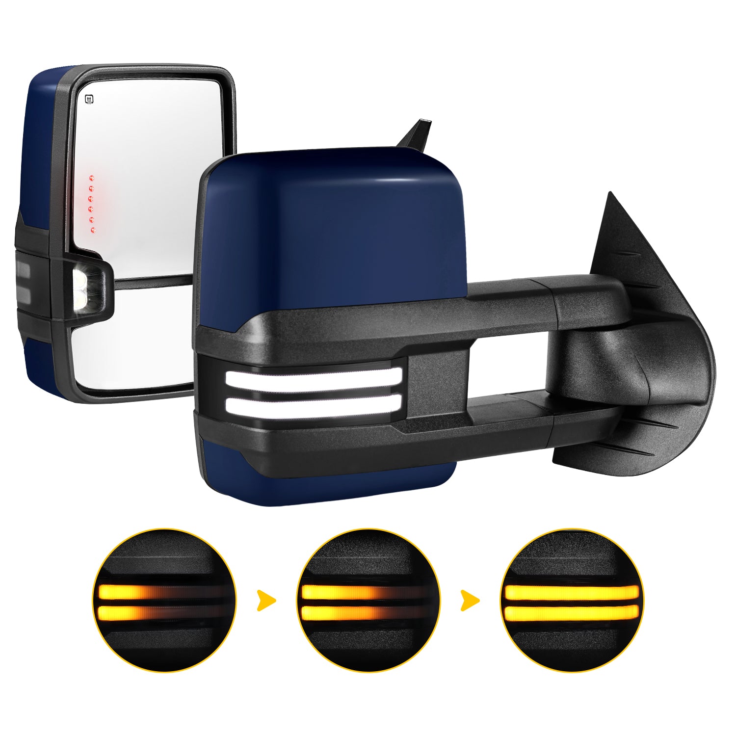 Sanooer New Color Extendable Telescopic Switchback Towing Mirrors for 2007-2014 Chevy Silverado GMC Sierra