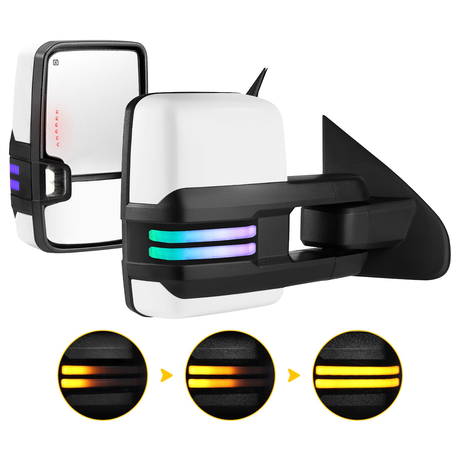 Sanooer Extendable Telescopic Towing Mirrors for 2014-2019 Chevy Silverado GMC Sierra Multifunction Pair Set