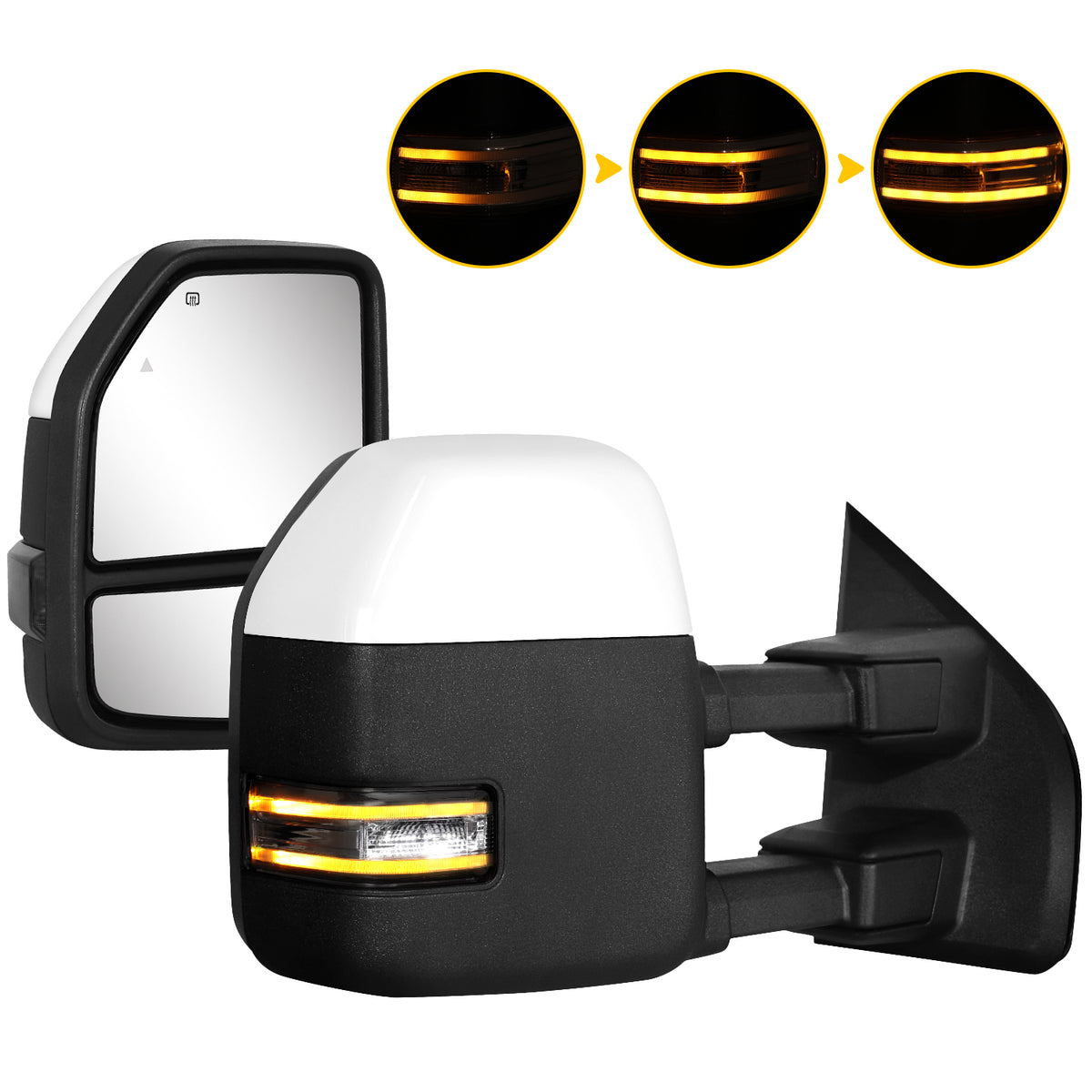 Sanooer Tow Mirrors for 2021-2026 Ford F150, 2023-2026 F250 F350 F450 - Heated Adjustable LED Signal