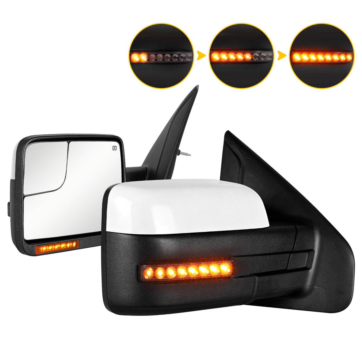 Sanooer Towing Mirrors for 2004-2014 Ford F150 - Power Heated with LED Signals