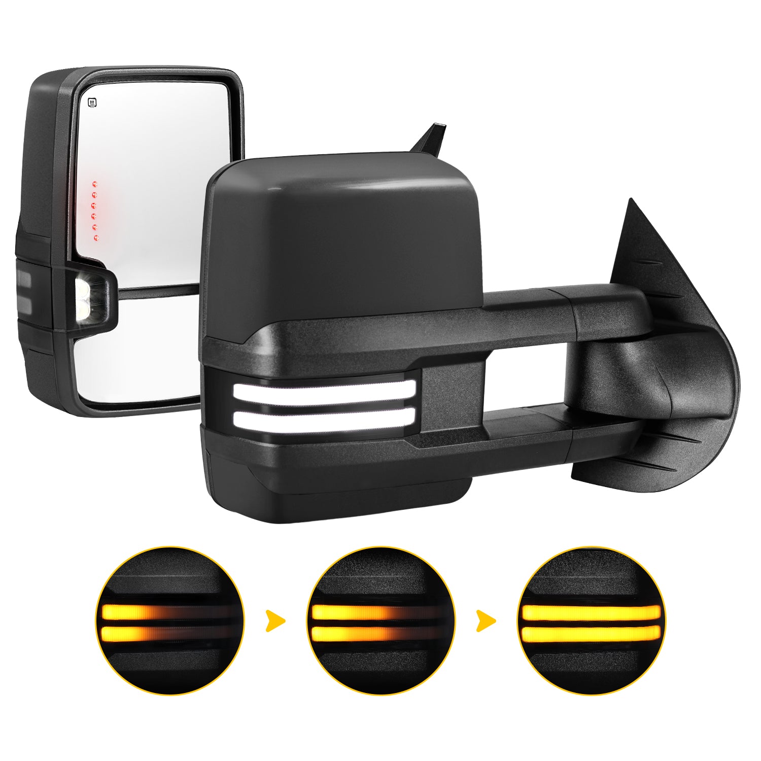 Sanooer New Color Extendable Telescopic Switchback Towing Mirrors for 2007-2014 Chevy Silverado GMC Sierra