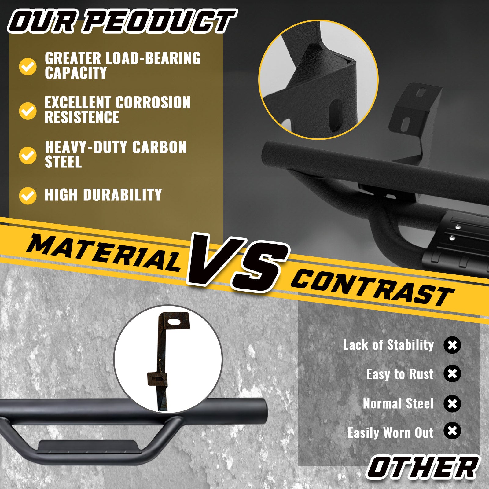 Comparison between sanooer Running Boards and old Running Boards
