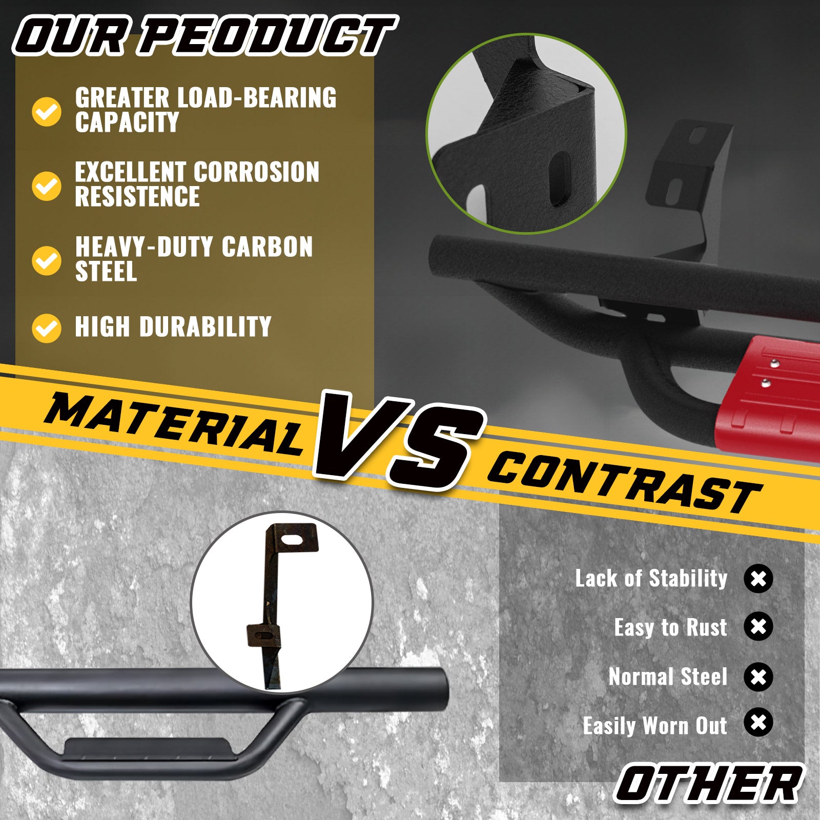 Comparison between sanooer Running Boards and old Running Boards