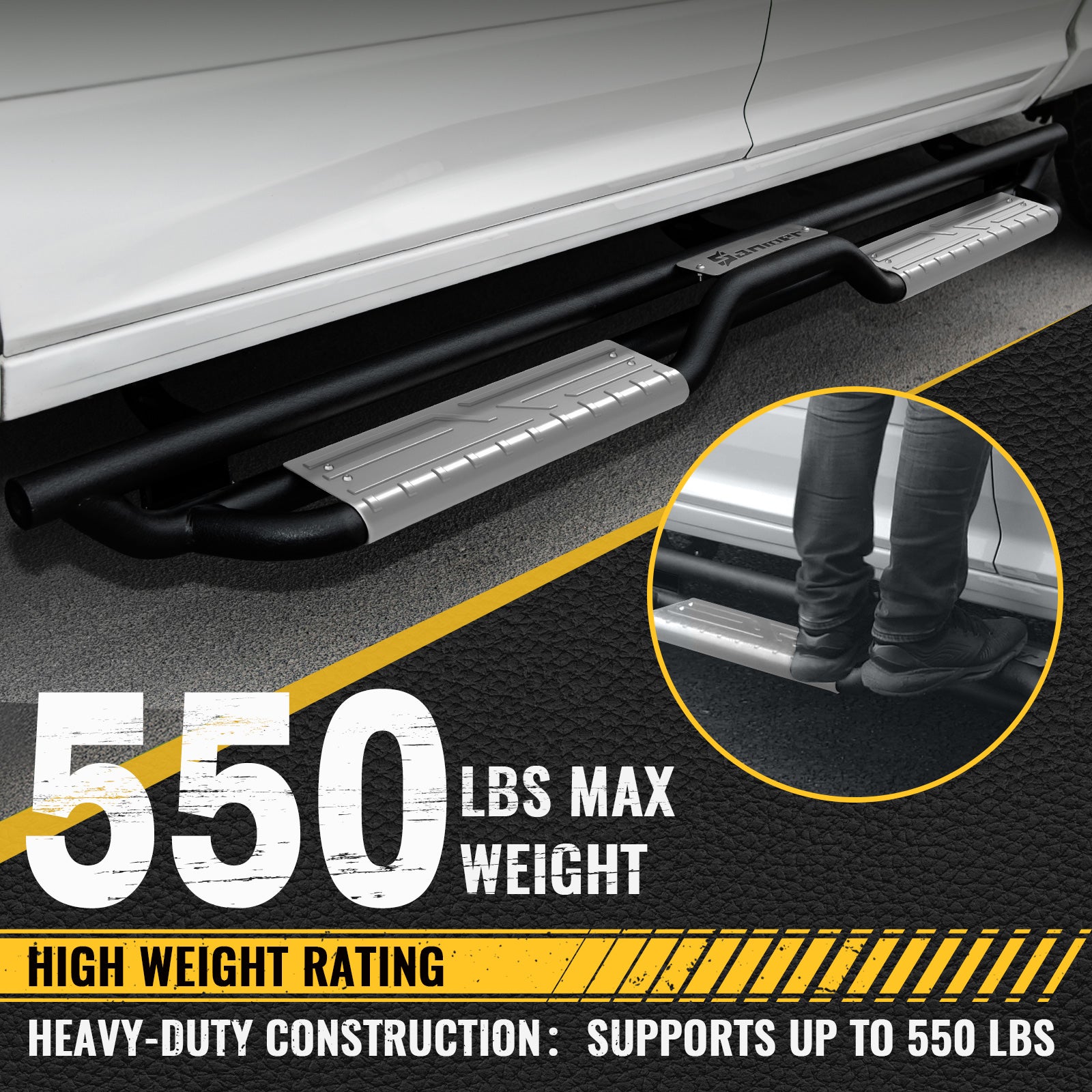 sanooer Running Boards Supports up to 550 LBS