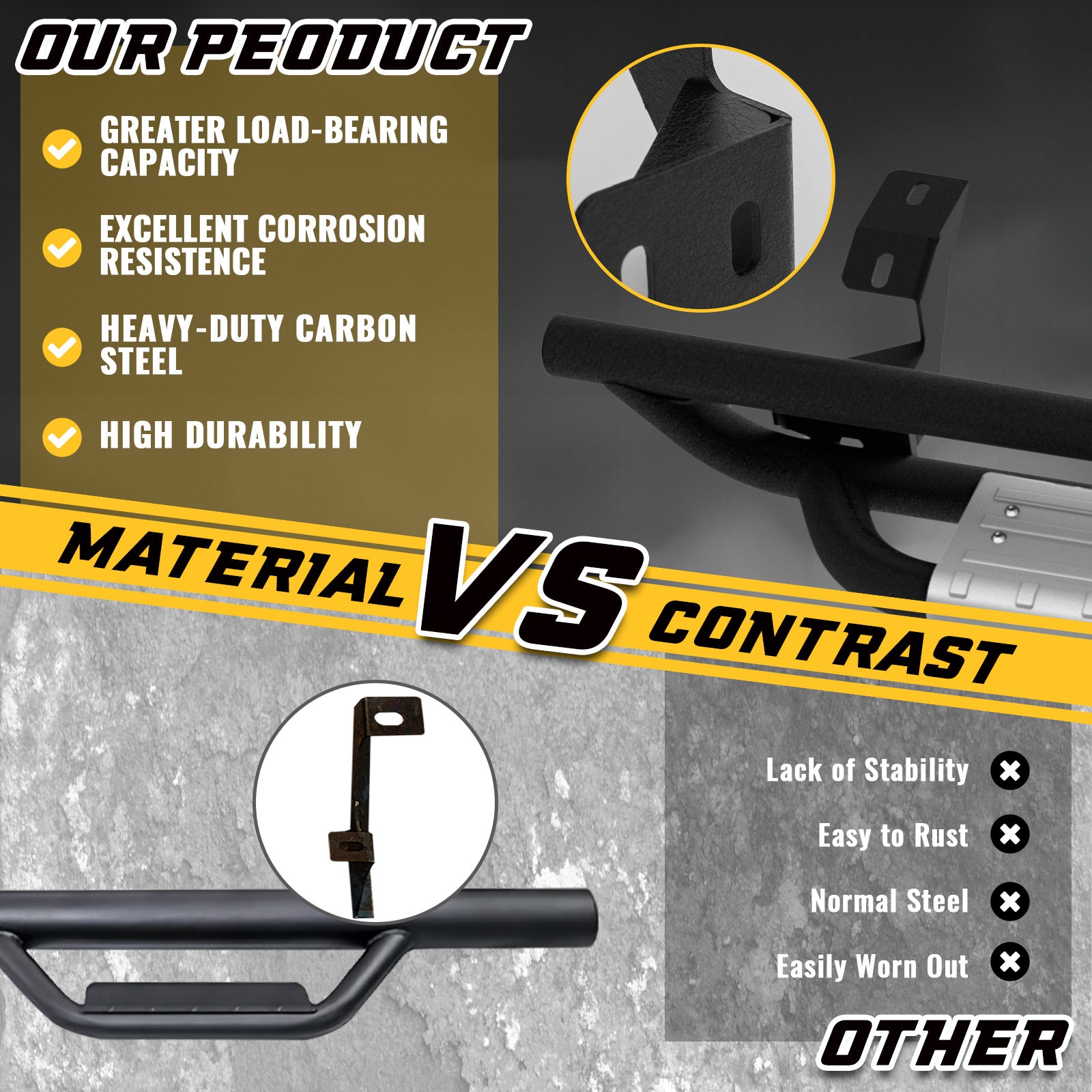 Comparison between sanooer Running Boards and old Running Boards