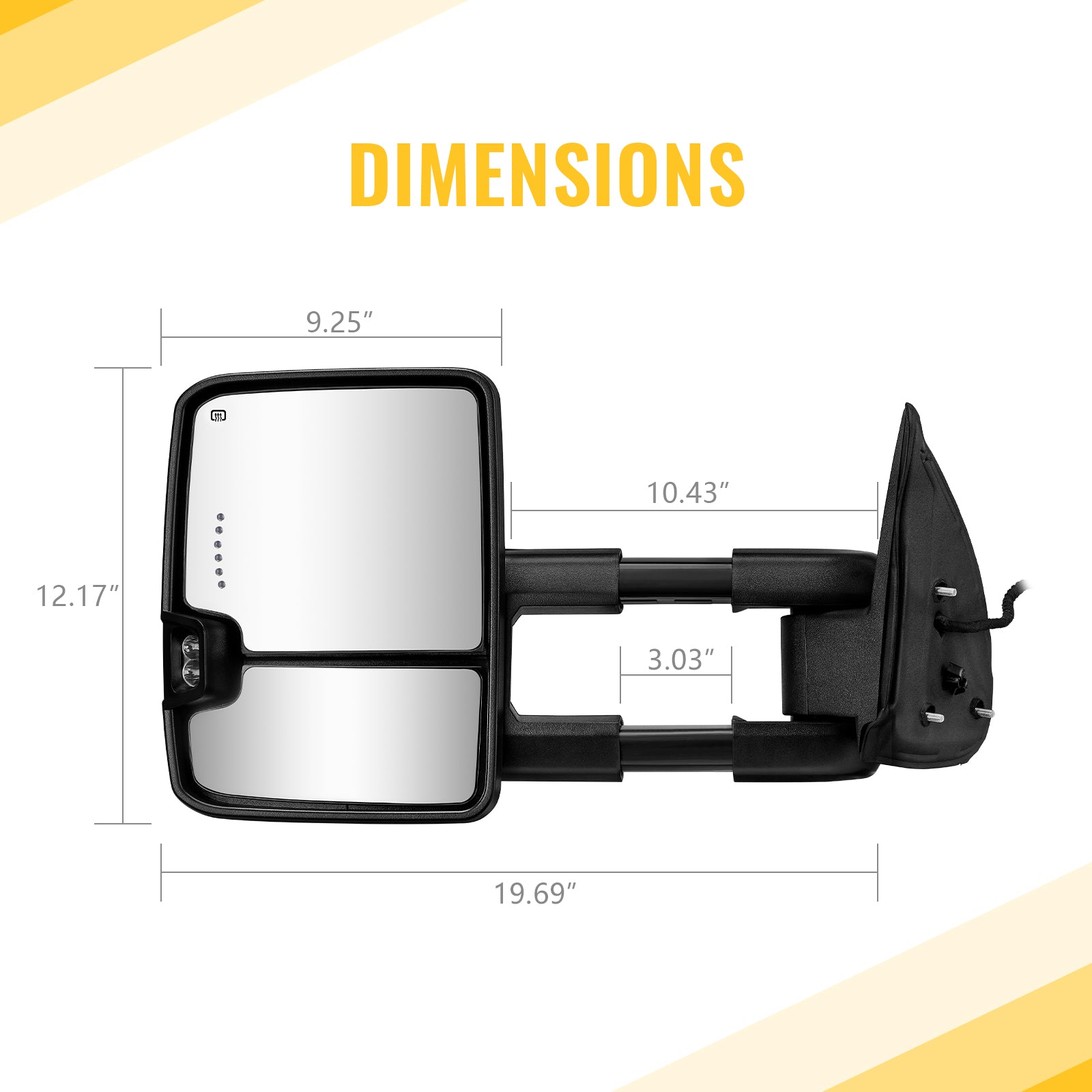 Sanooer Towing Mirror size diagram
