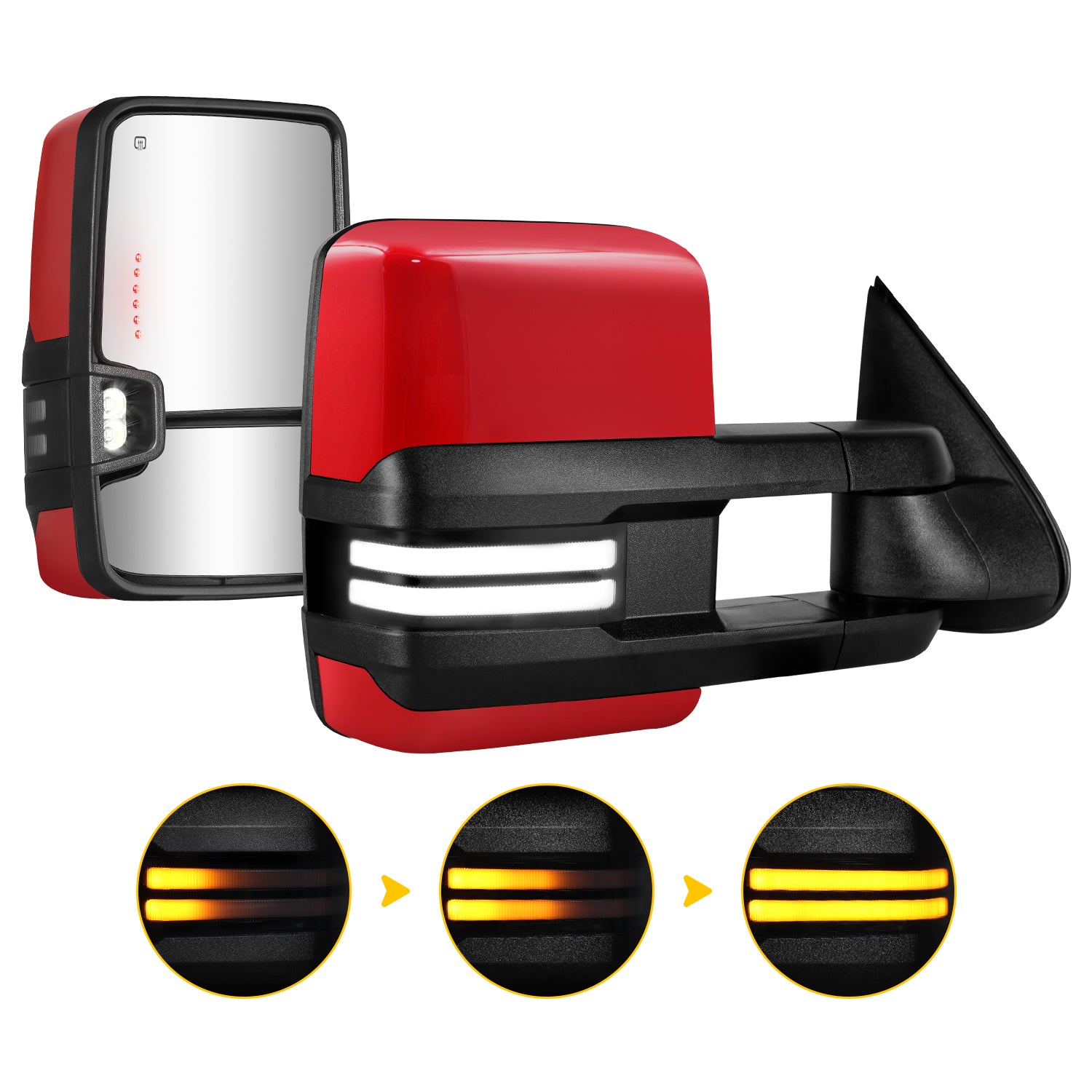 Sanooer 2003-2007 Chevy Silverado Switchback Red Towing Mirror