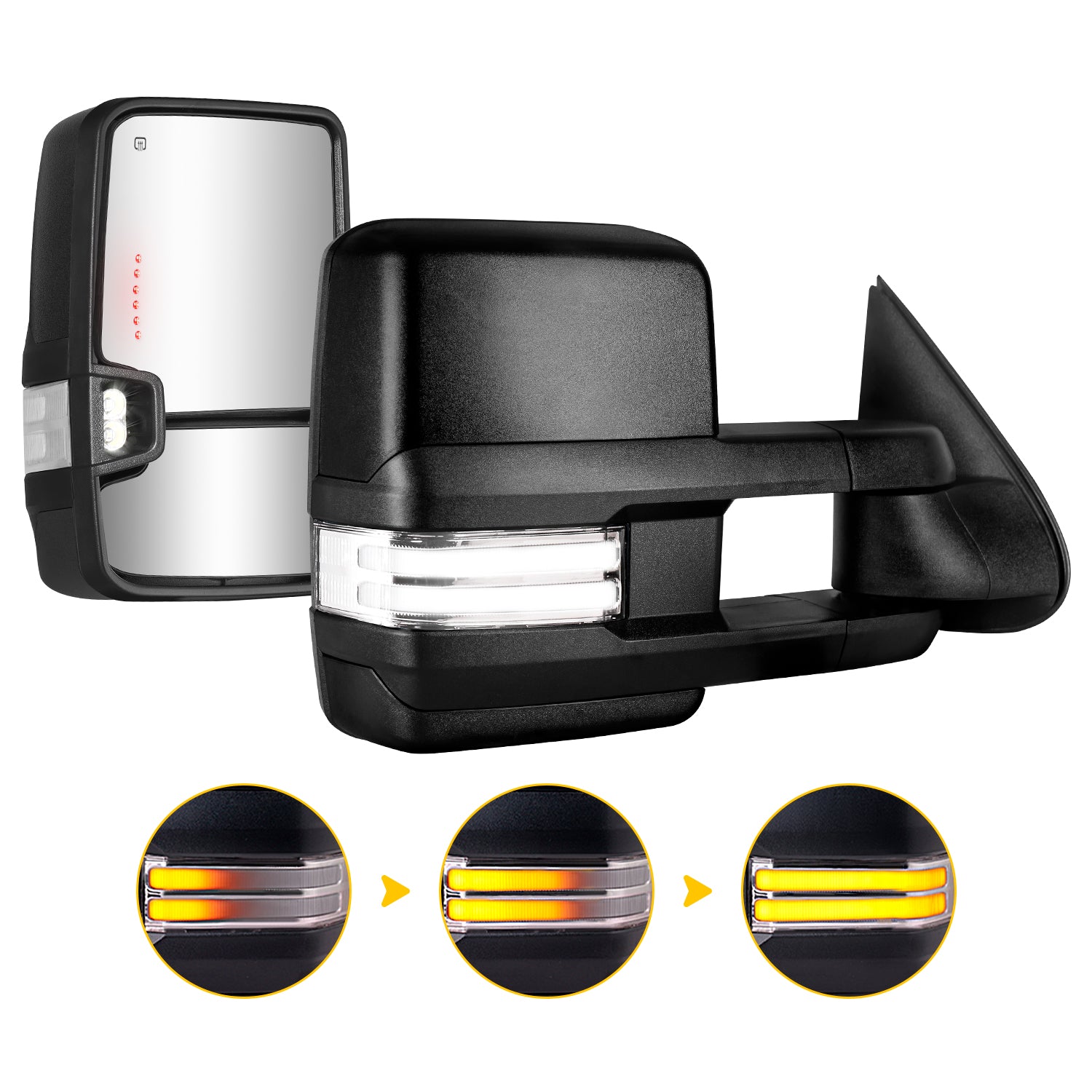Sanooer 2003-2007 Silverado Sierra Towing Mirrors Chrome Inside