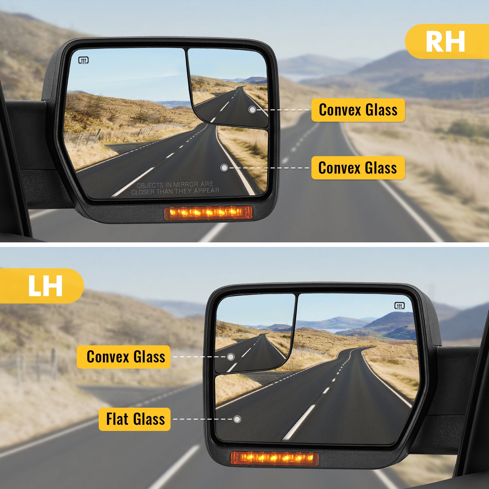 Sanooer 2004-2014 Ford F150 Pickup Truck Towing Mirror - Pair
