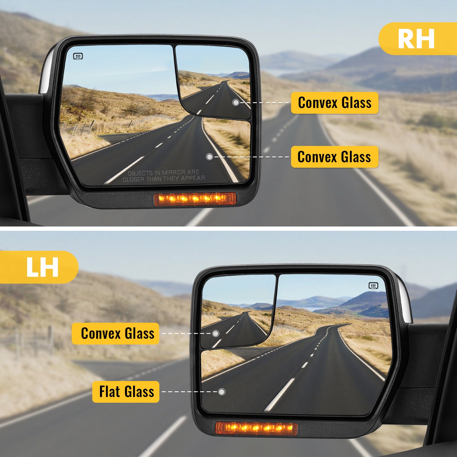 Sanooer 2004-2014 Ford F150 Pickup Truck Towing Mirror - Pair