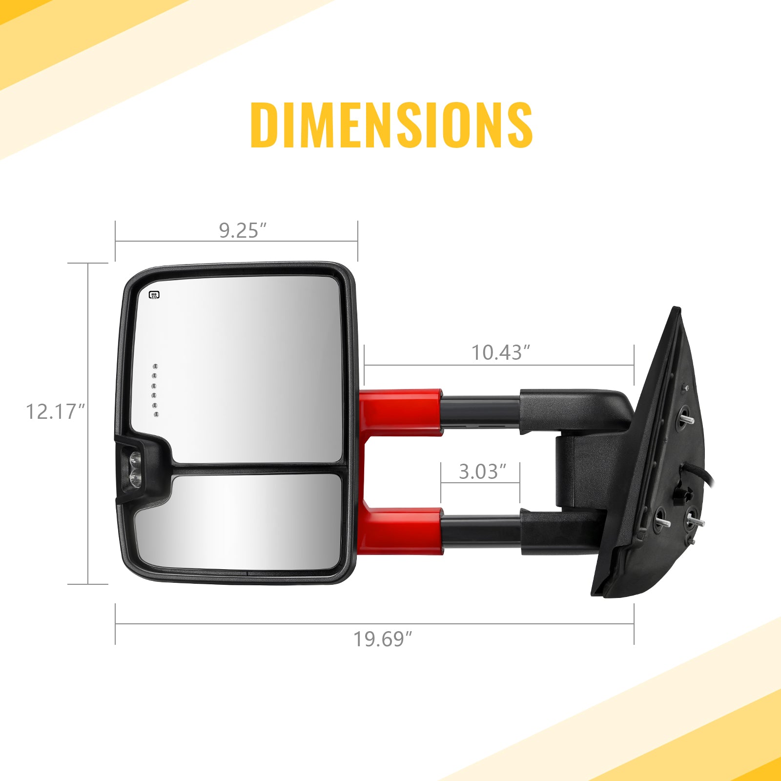 Sanooer Towing Mirror size diagram