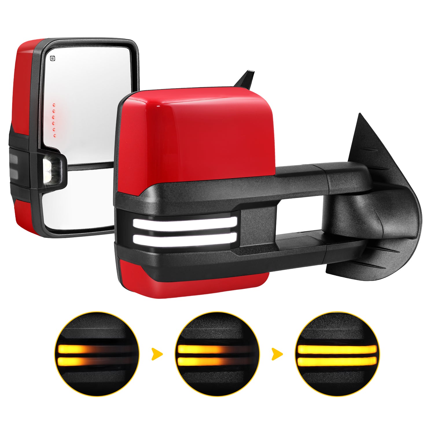 Sanooer 2007-2014 Chevy Silverado GMC Sierra Paint Red Switchback Towing Mirror