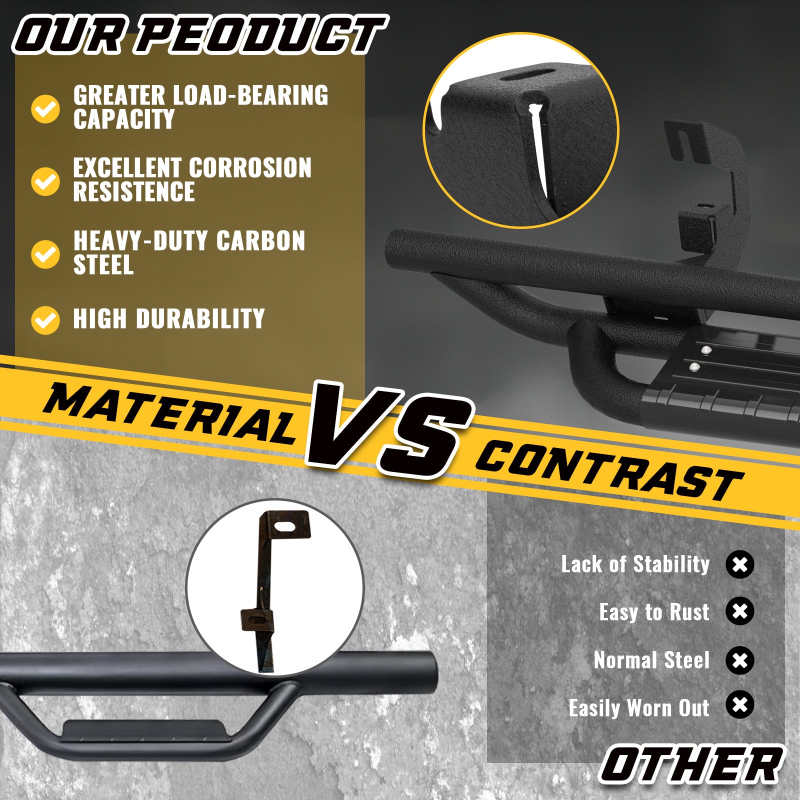 Comparison between sanooer Running Boards and old Running Boards