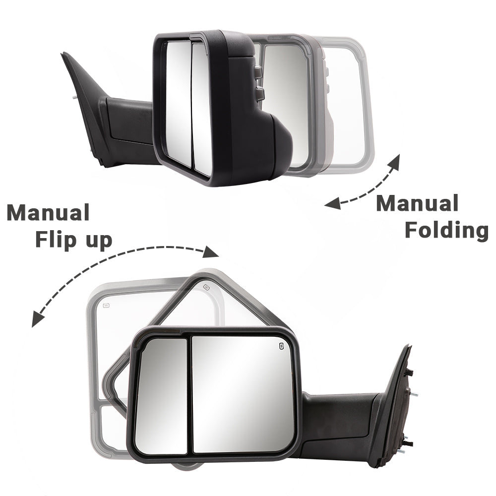 Sanooer-2009-2018-Dodge-RAM-1500-2500-3500-Switchback-Custom-Telescopic-Towing-Mirrors-Pair-manual-flip-up-folding