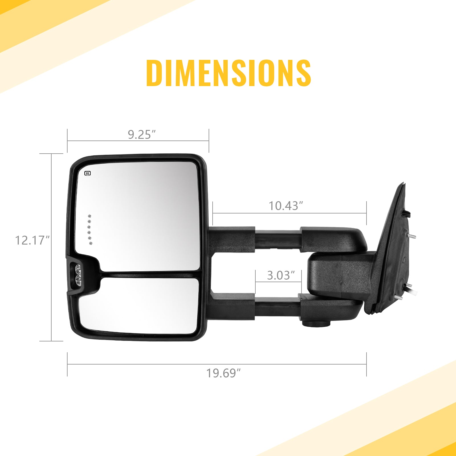 Sanooer Towing Mirror size diagram