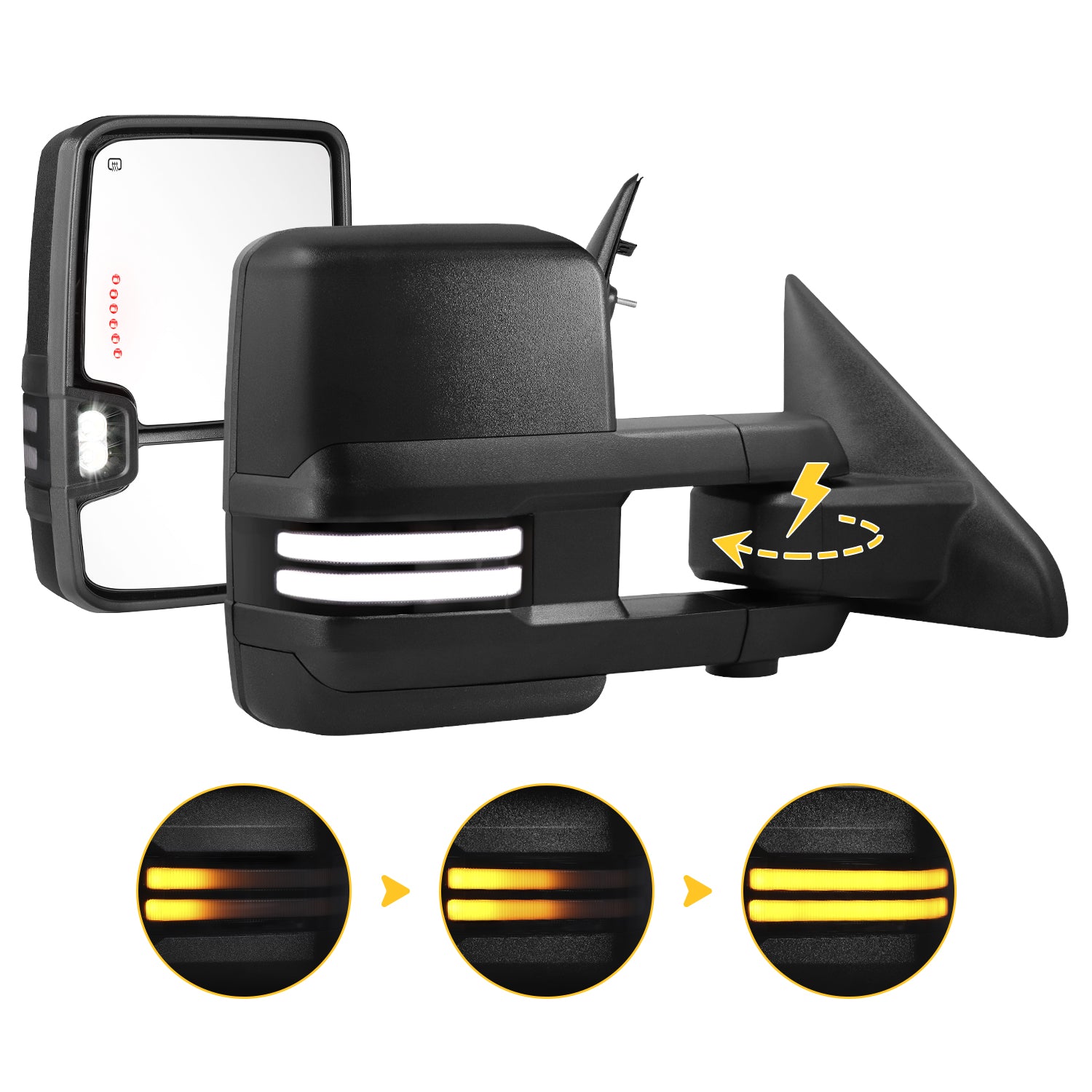 Sanooer 2009-2018 Dodge Ram 1500 2500 3500 Power Folding Towing Mirror