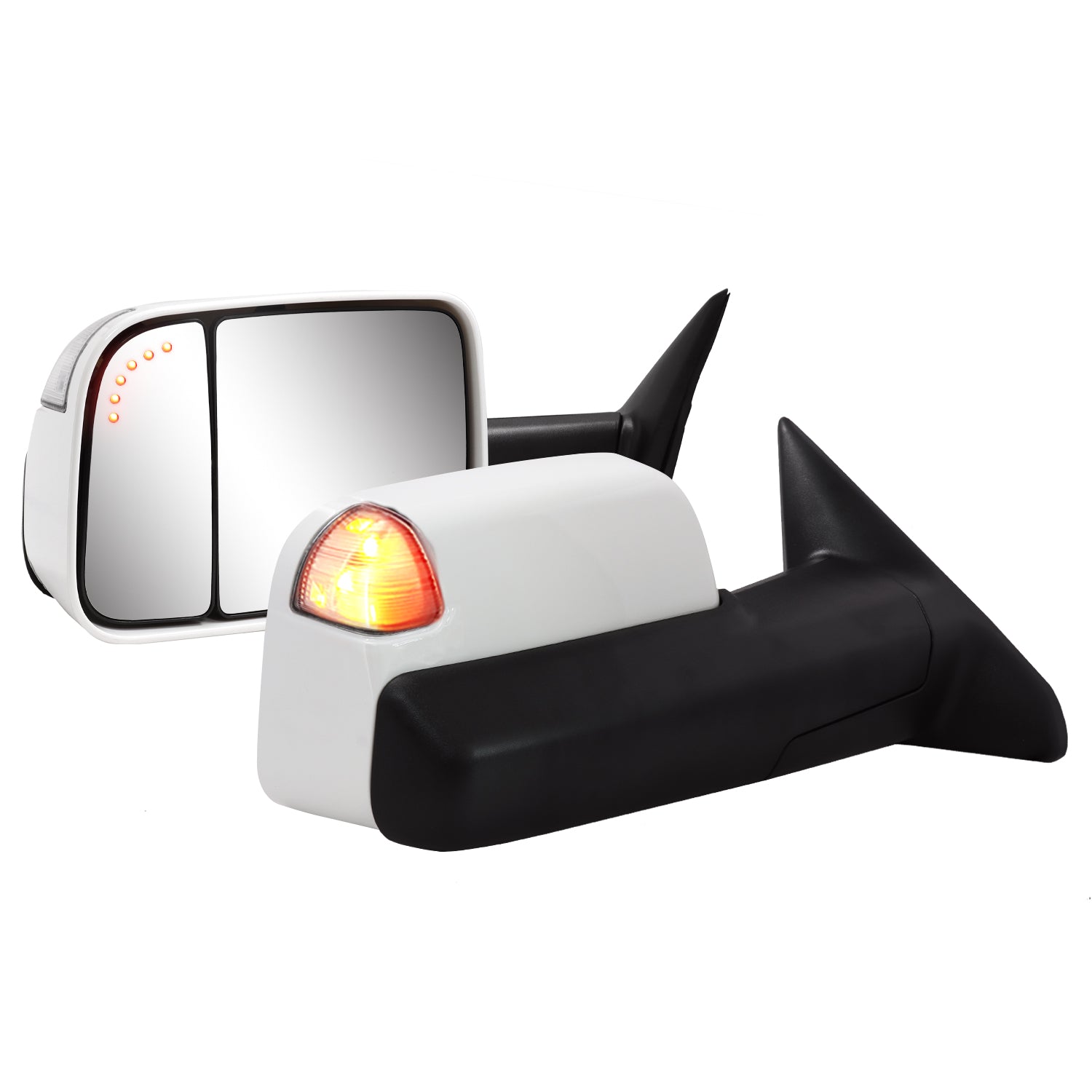 Sanooer 2009-2018 Ram 1500 2500 3500 Flip UP White Towing Mirror