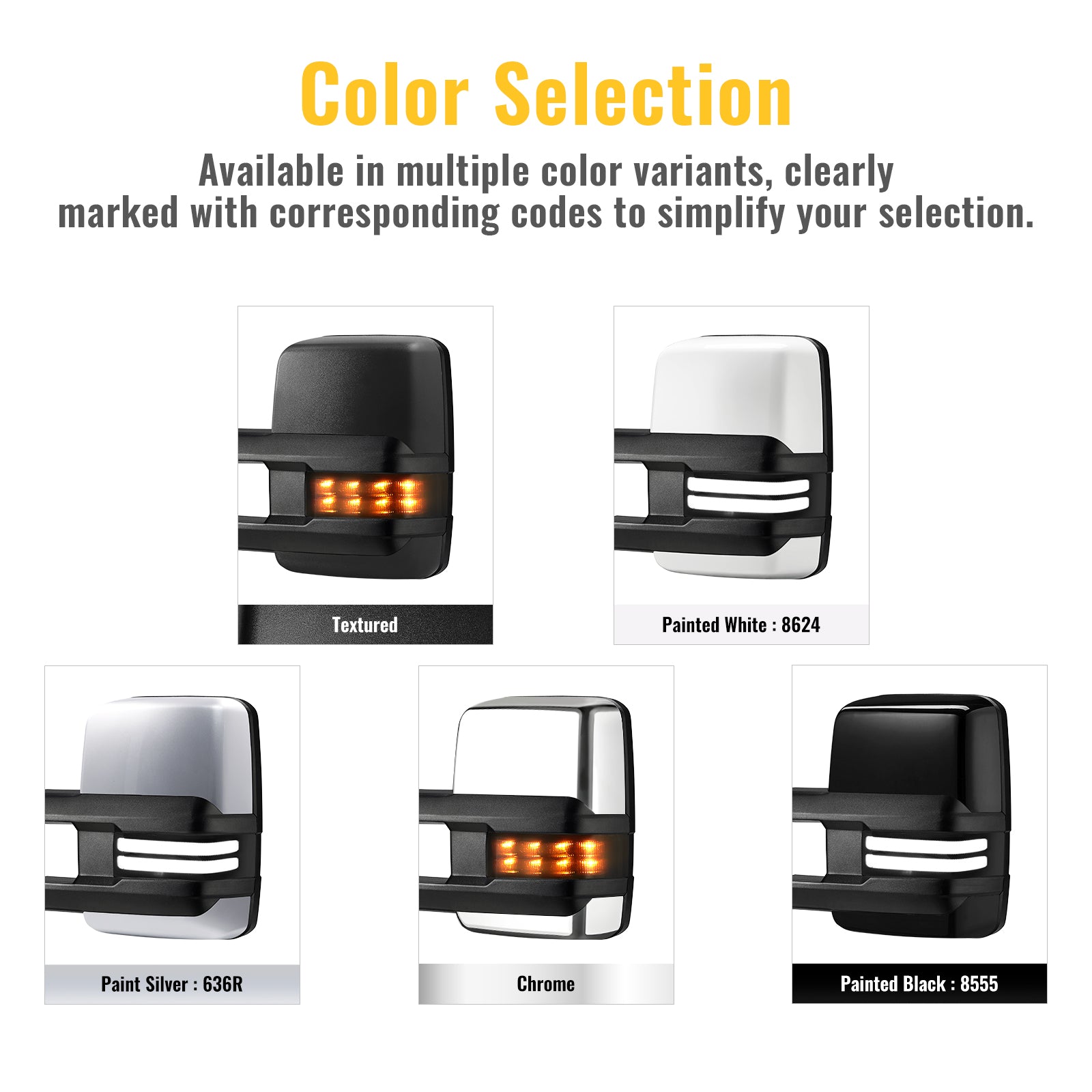 Sanooer Towing Mirror Color Options