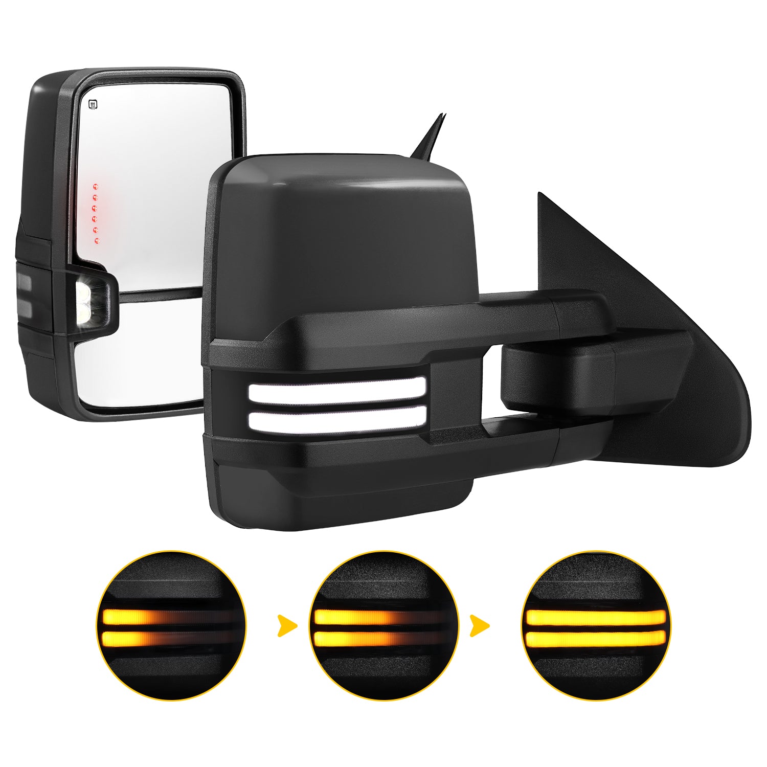 Sanooer 2014-2019 Chevy Silverado Switchback Metal IridiumTowing Mirror