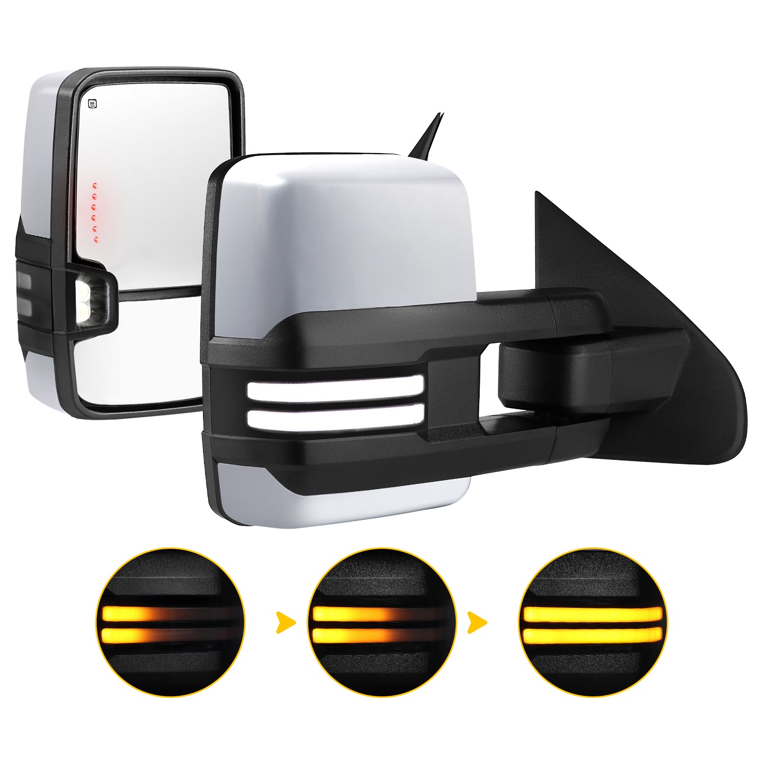 Sanooer 2014-2019 Chevy Silverado Switchback Silver Towing Mirror