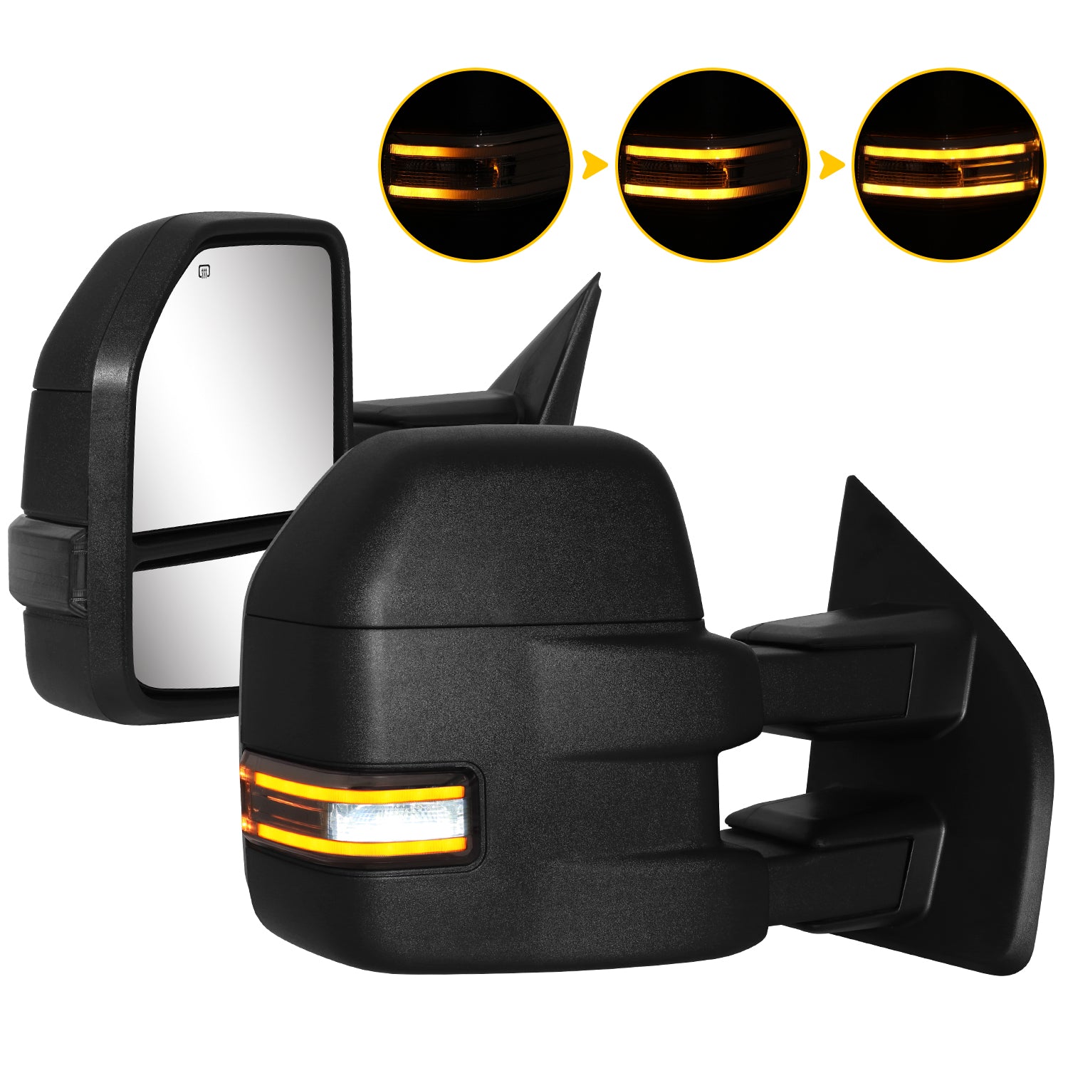 Sanooer 2015-2020 F150 Ford Towing Mirror Texture Black Smoke Lens