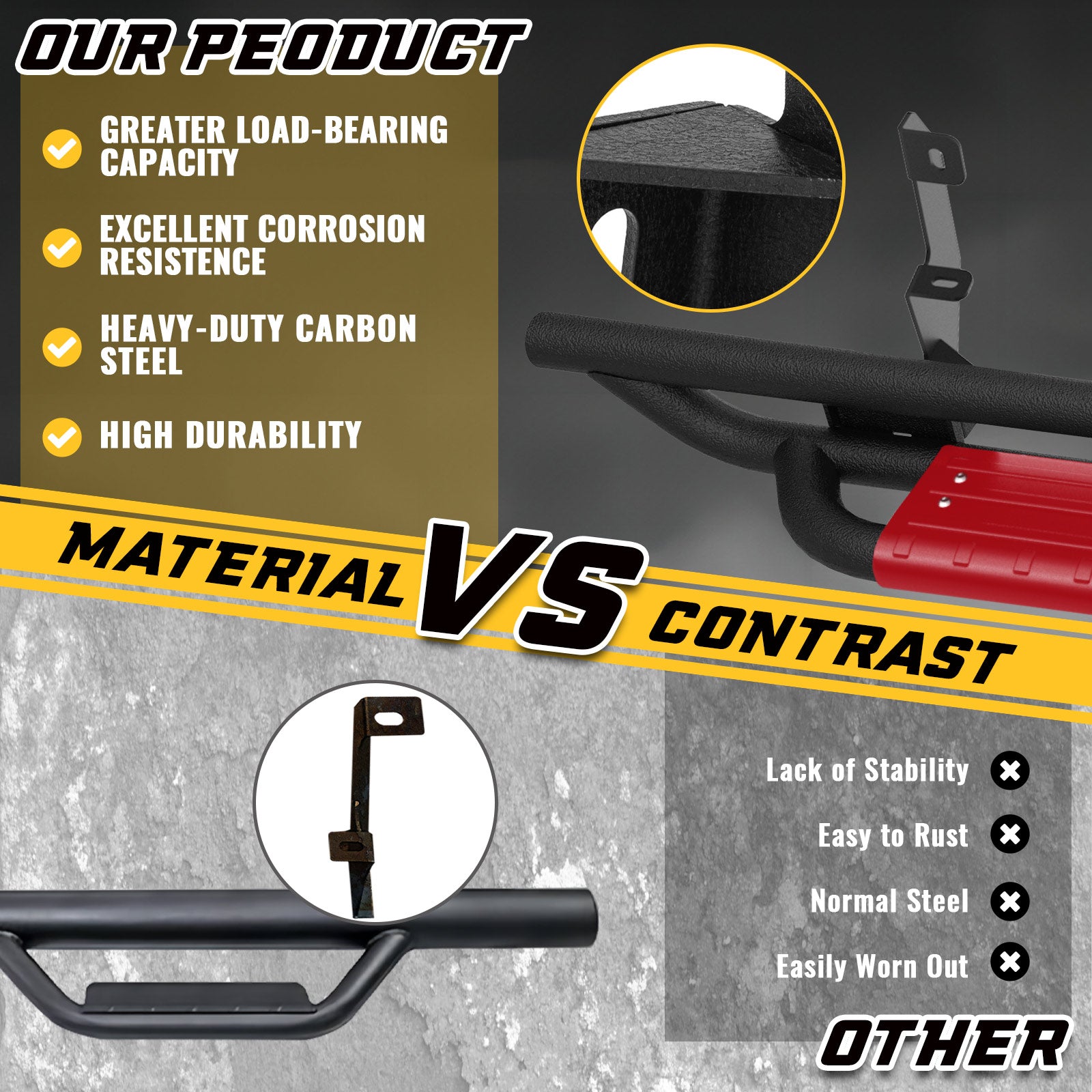 Comparison between sanooer Running Boards and old Running Boards
