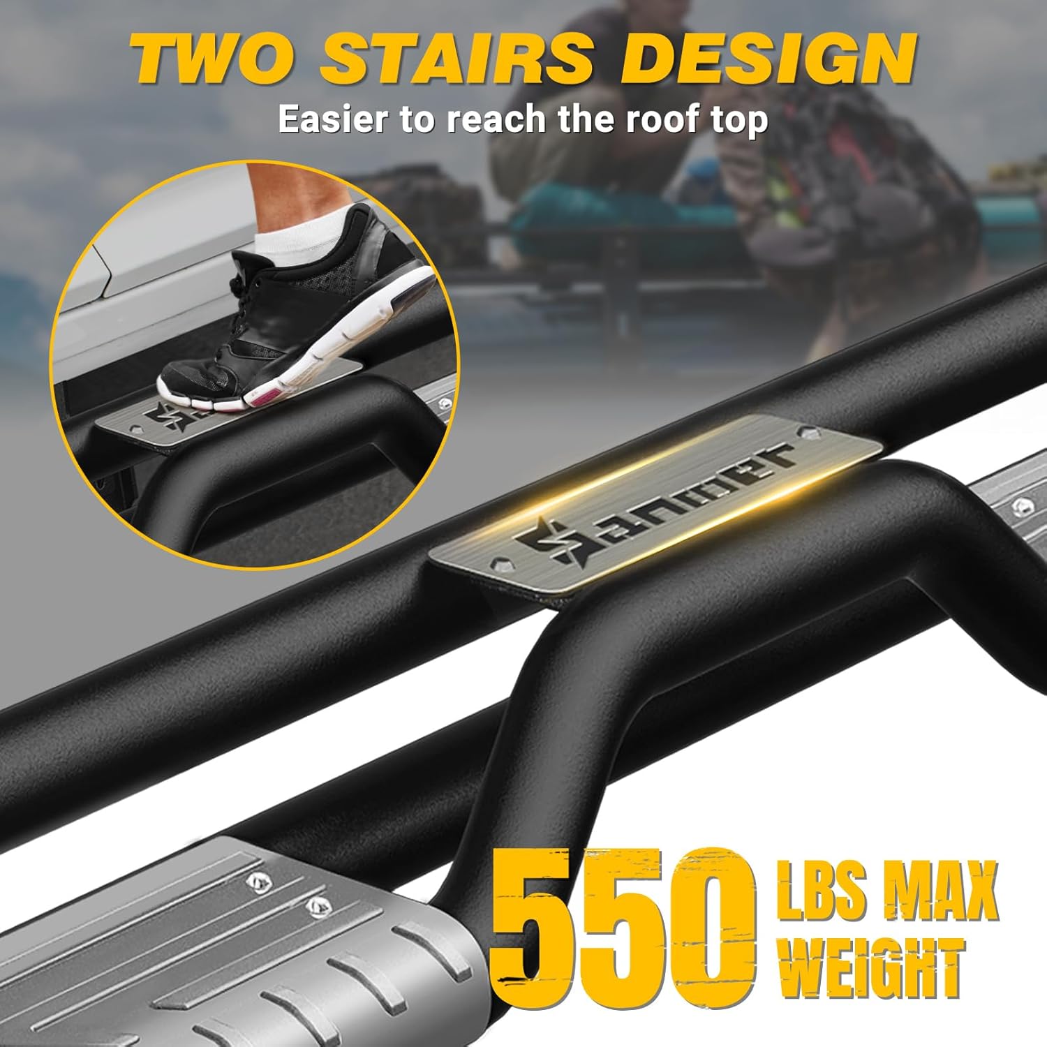 sanooer Running Boards Supports up to 550 LBS