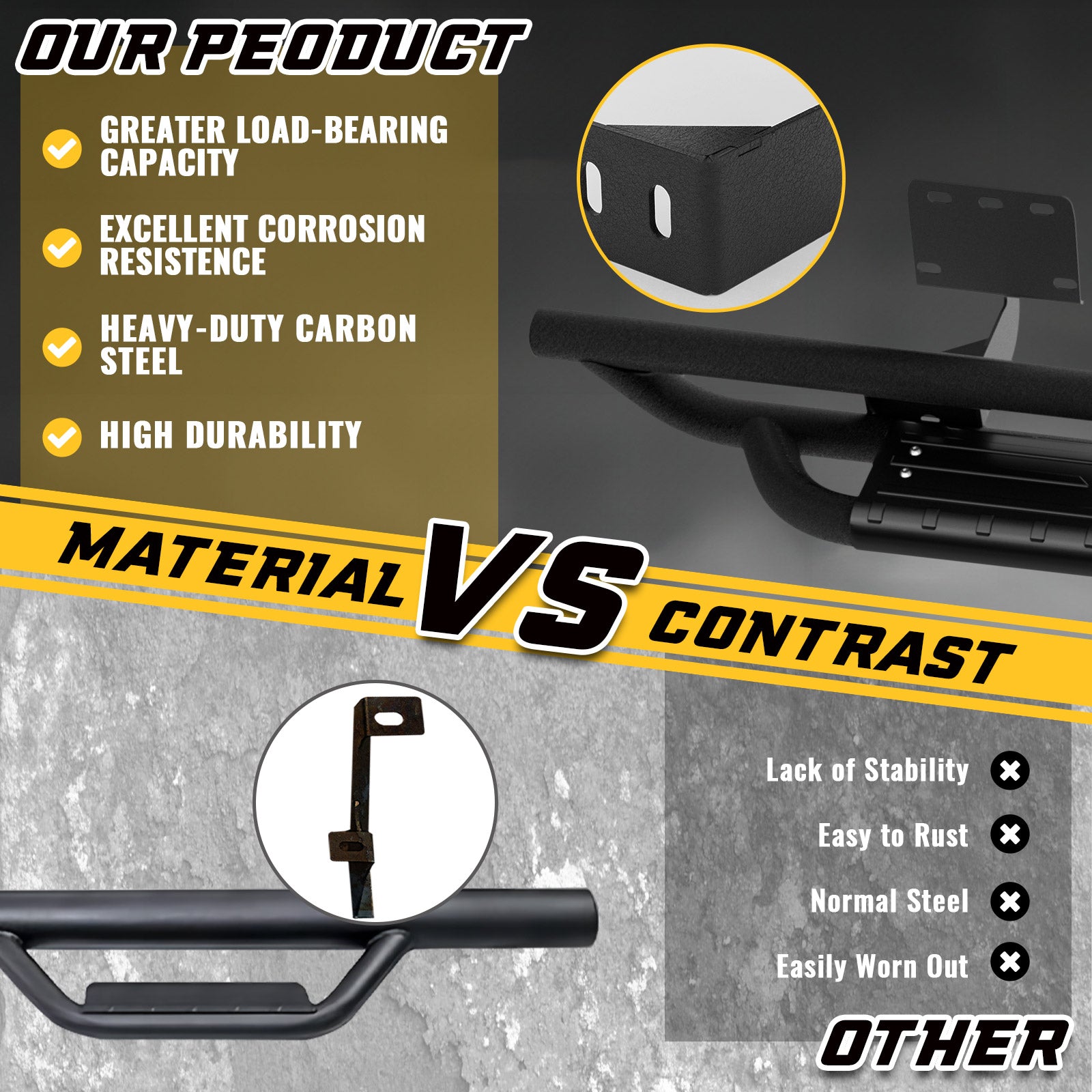 Comparison between sanooer Running Boards and old Running Boards