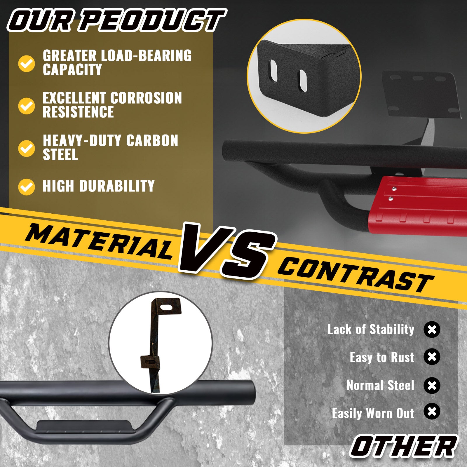 Comparison between sanooer Running Boards and old Running Boards