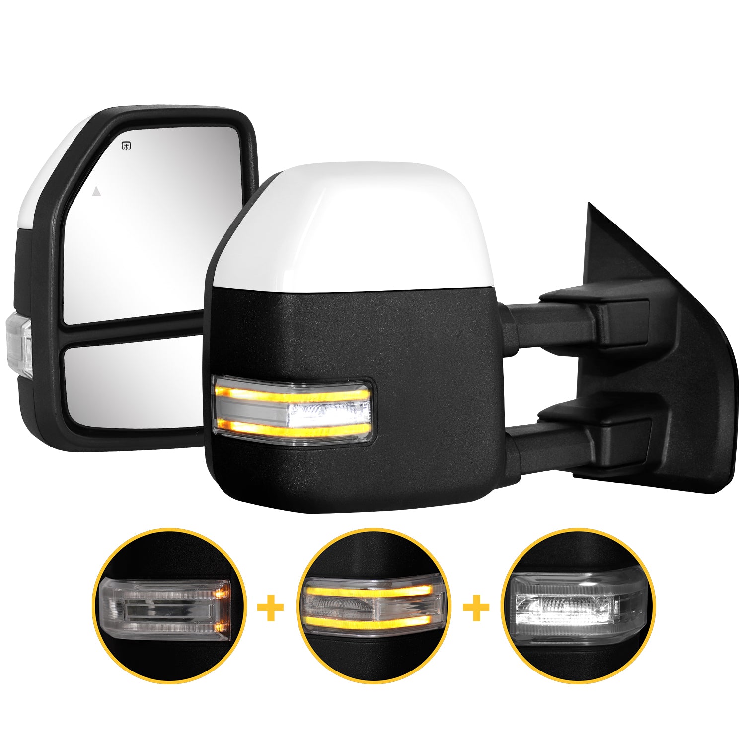 Sanooer 2021-2026 Ford F150 F250 Painted White Towing Mirror