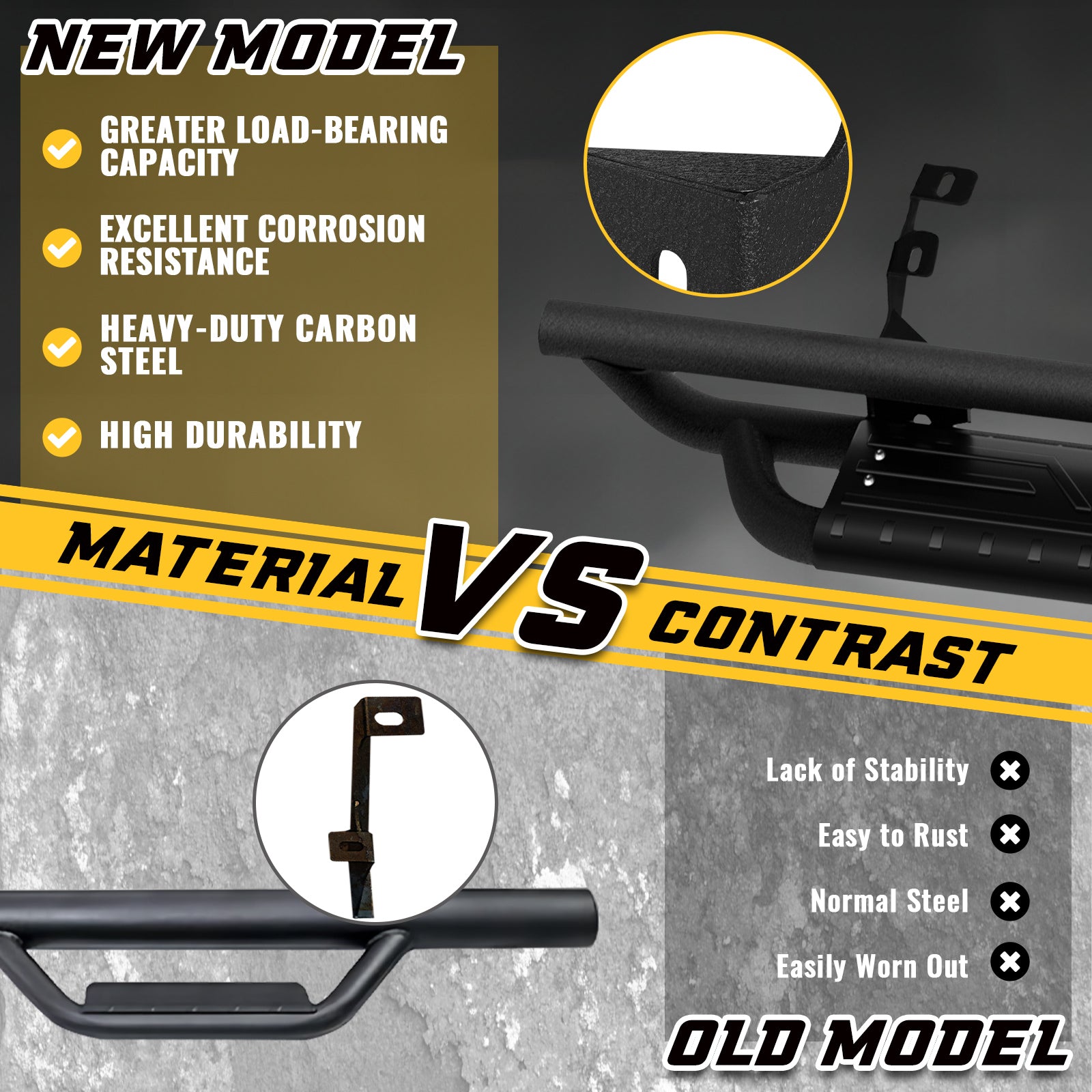 Comparison between sanooer Running Boards and old Running Boards